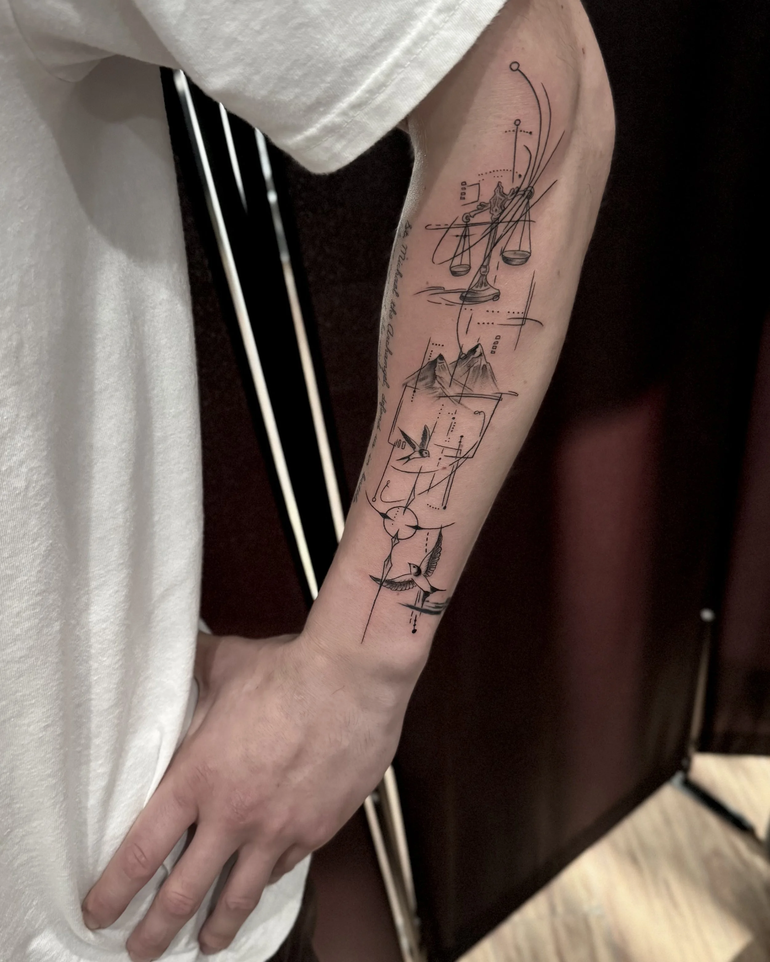 fine line blended realistic tattoo Los Angeles