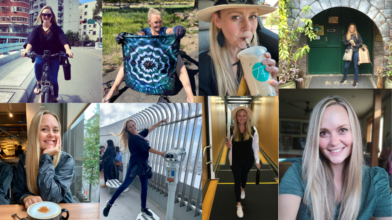 Tricia Pomering doing various things as she travels the world during her cultural immersion retreats.