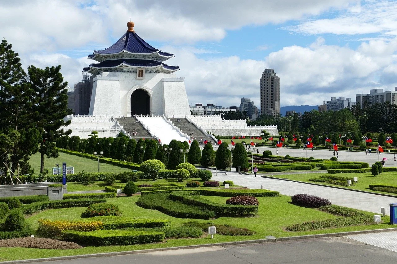 Chiang Kai-shek Memorial Hall in Taiwan featuring traditional architecture and a large open plaza.
