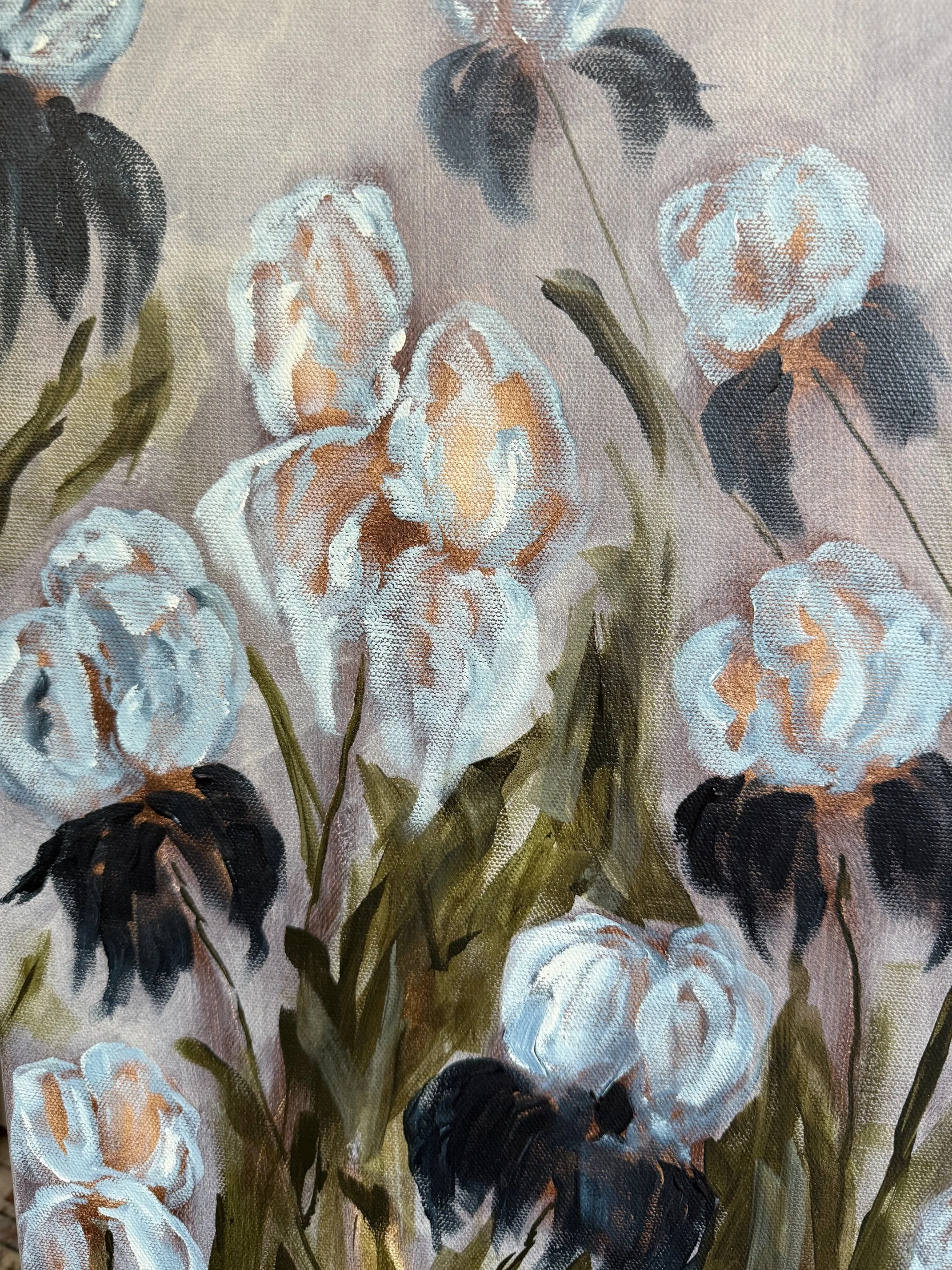CollinsBlueIrisFlowerModernLandscapeContermporaryFloralPaintingDetail1SarahMorrisonAbstractArtRichmondVirginiaPainterArtist.jpeg