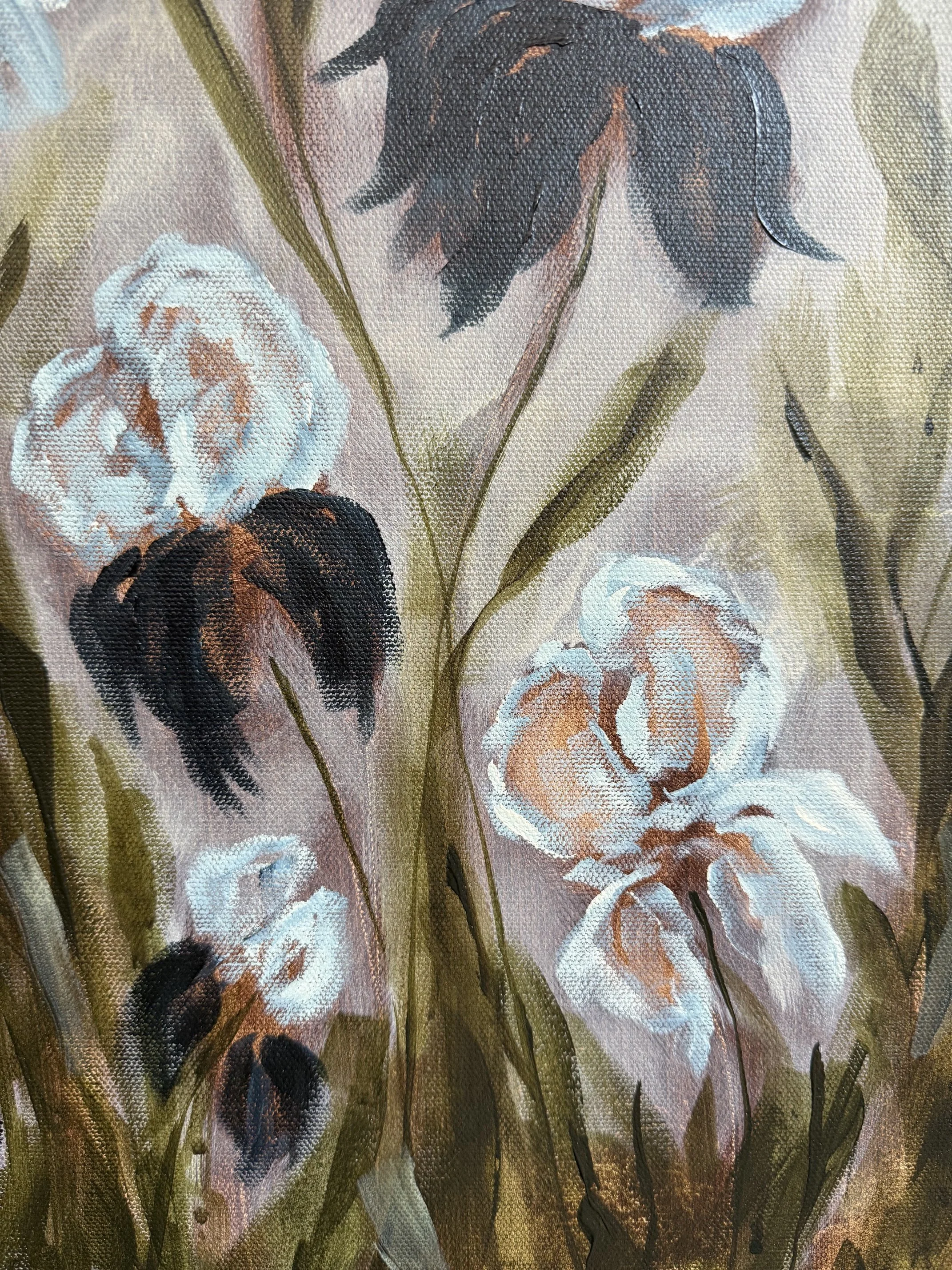 CollinsBlueIrisFlowerModernLandscapeContermporaryFloralPaintingDetail4SarahMorrisonAbstractArtRichmondVirginiaPainterArtist.jpeg