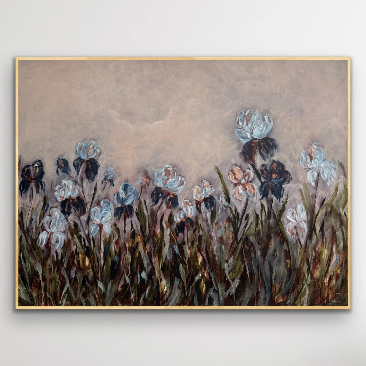 LucienneBlueIrisFlowerModernLandscapeContemporaryFloralPaintingFullSarahMorrisonAbstractArtRichmondVirginiaPainterArtist.jpg