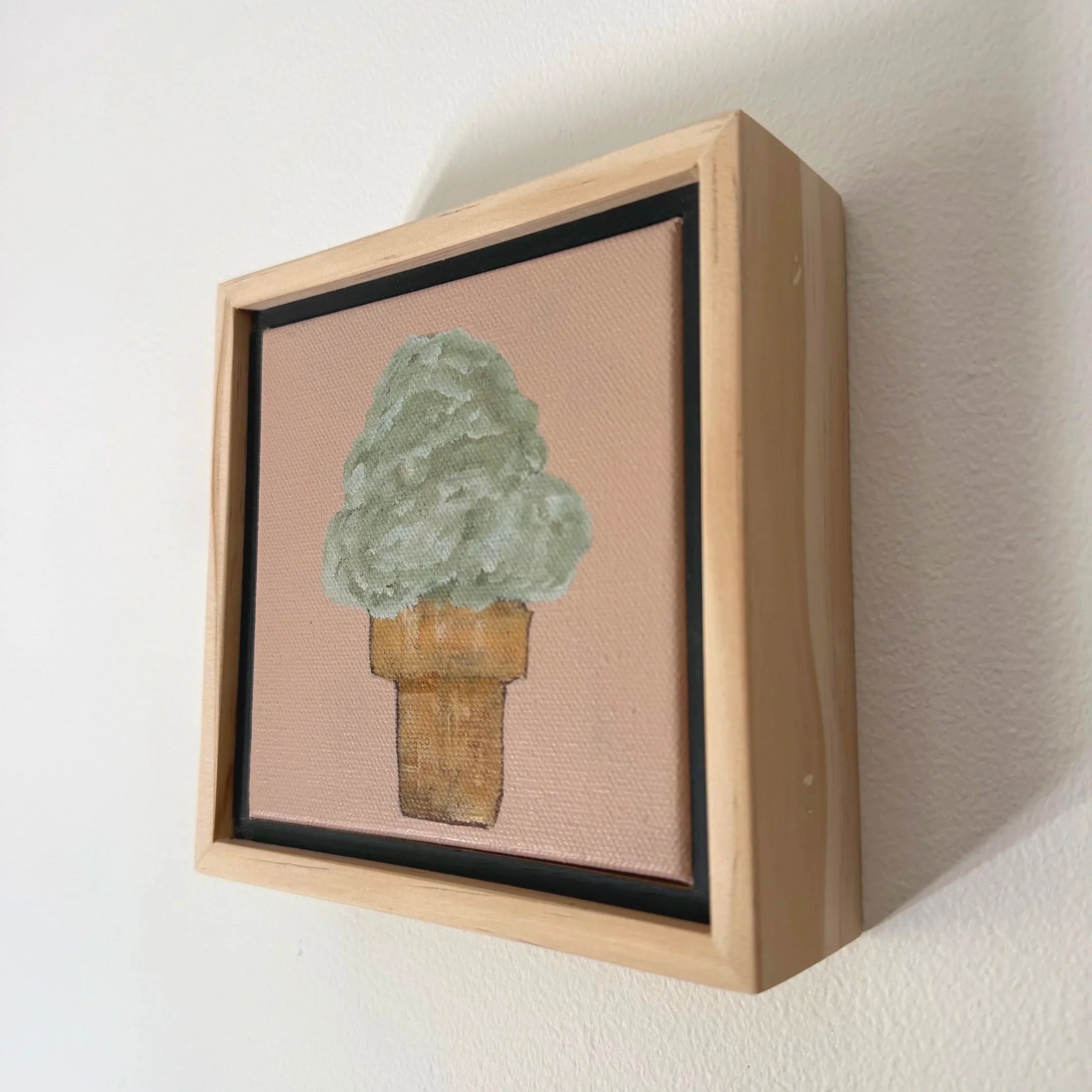 MidgePinkandGreenIceCreamConeContemporaryStillLifePainting1SarahMorrisonAbstractArtRichmondVirginiaPainterArtist.jpg
