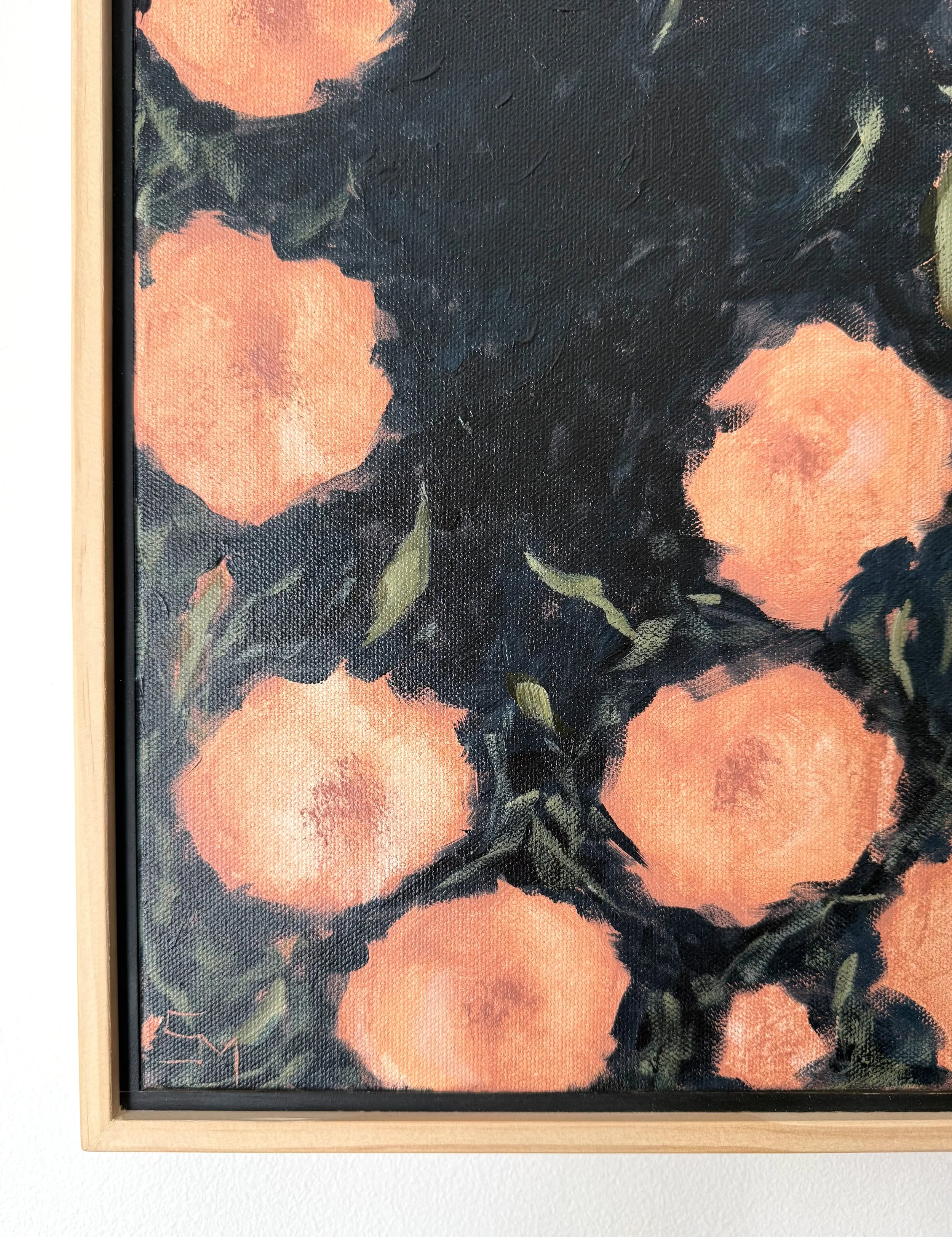IngridNavyBlueandPinkRoseModernFloralContemporaryLandscapeMiniPaintingDetail2SarahMorrisonAbstractArtRichmondVirginiaPainterArtist.jpeg