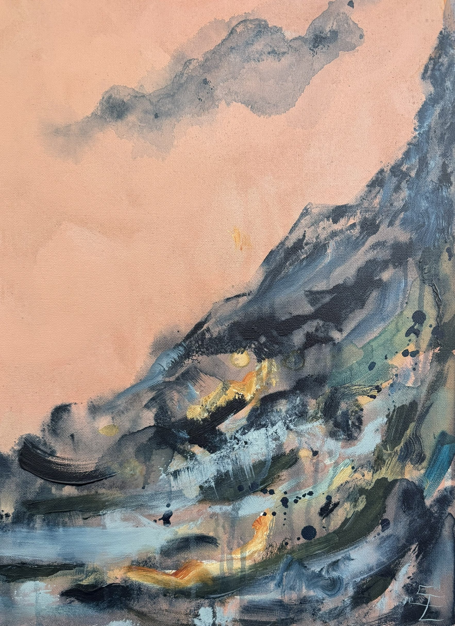 NaomiOrangeandBlueModernJapaneseLanscapeContemporaryMountainsOceanPainting2SarahMorrisonAbstractArtRichmondVirginiaPainterArtist.jpeg