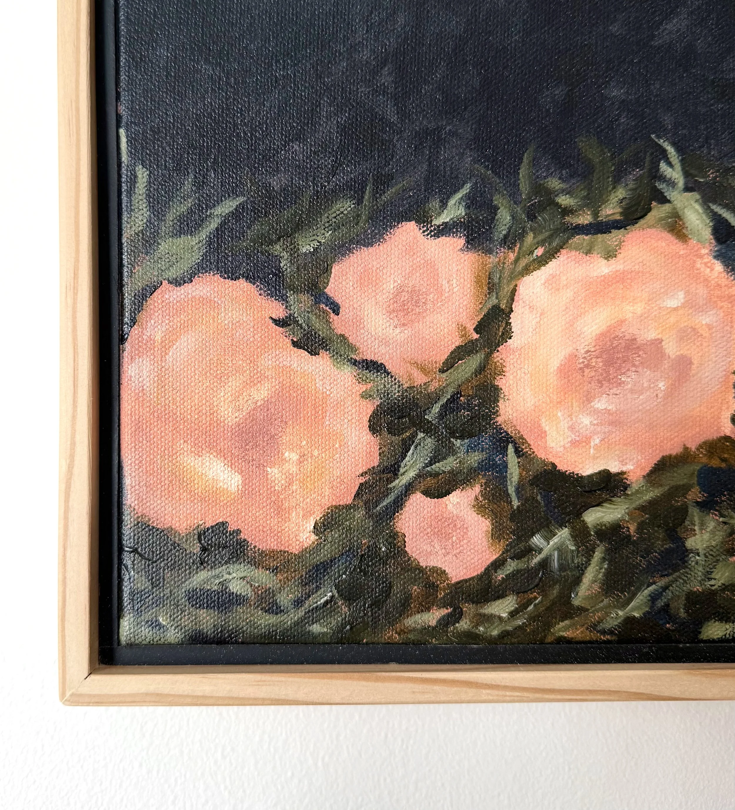 LydiaNavyBlueandPinkRoseModernFloralContemporaryLandscapeMiniPaintingDetail2SarahMorrisonAbstractArtRichmondVirginiaPainterArtist.jpeg