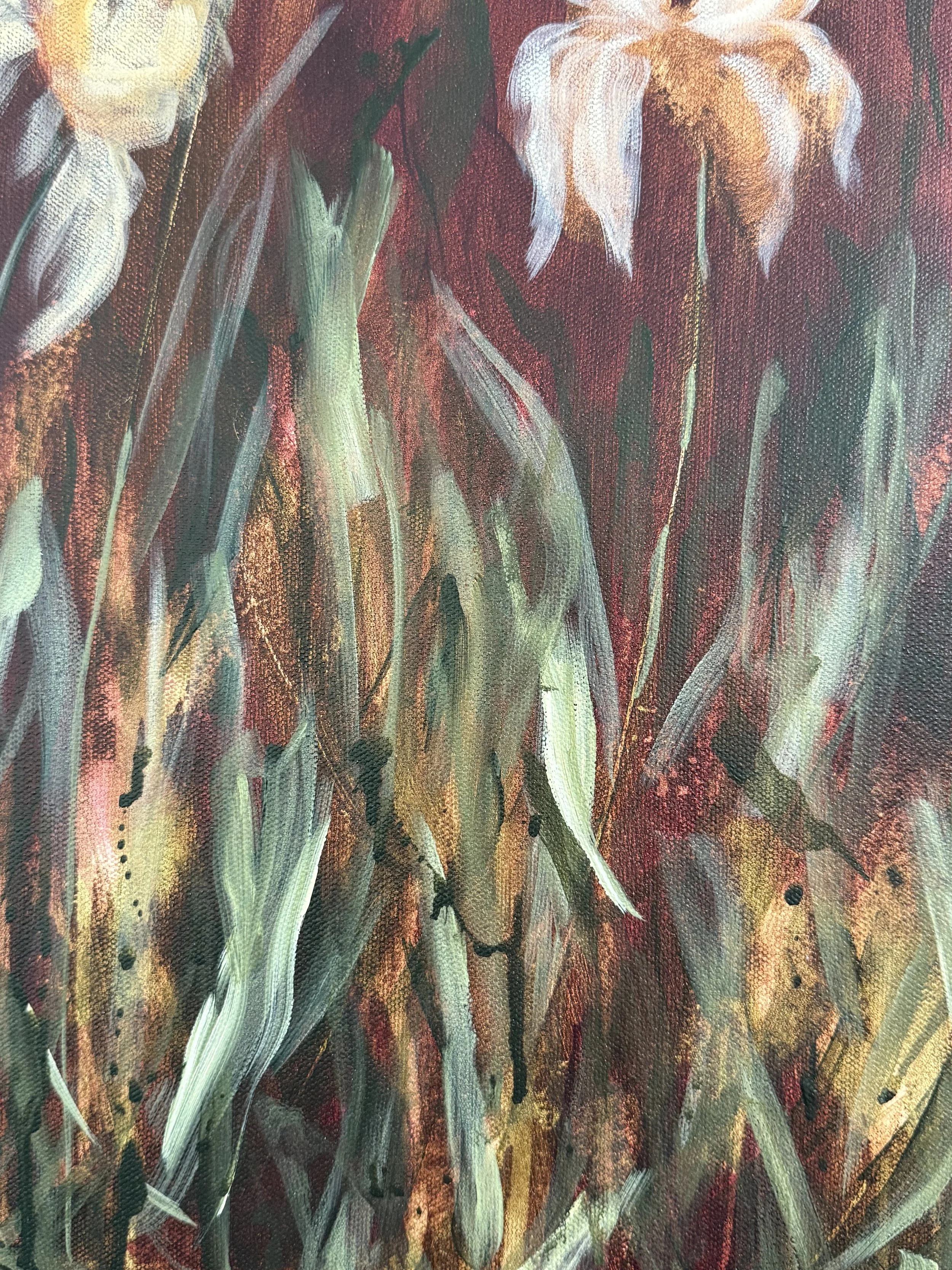 ViolettaPurpleMaroonYellowGoldCreamWhiteBlushPinkIrisFlowerModernLandscapeContemporaryFloralPaintingDetail3SarahMorrisonAbstractArtRichmondVirginiaPainterArtist.jpeg