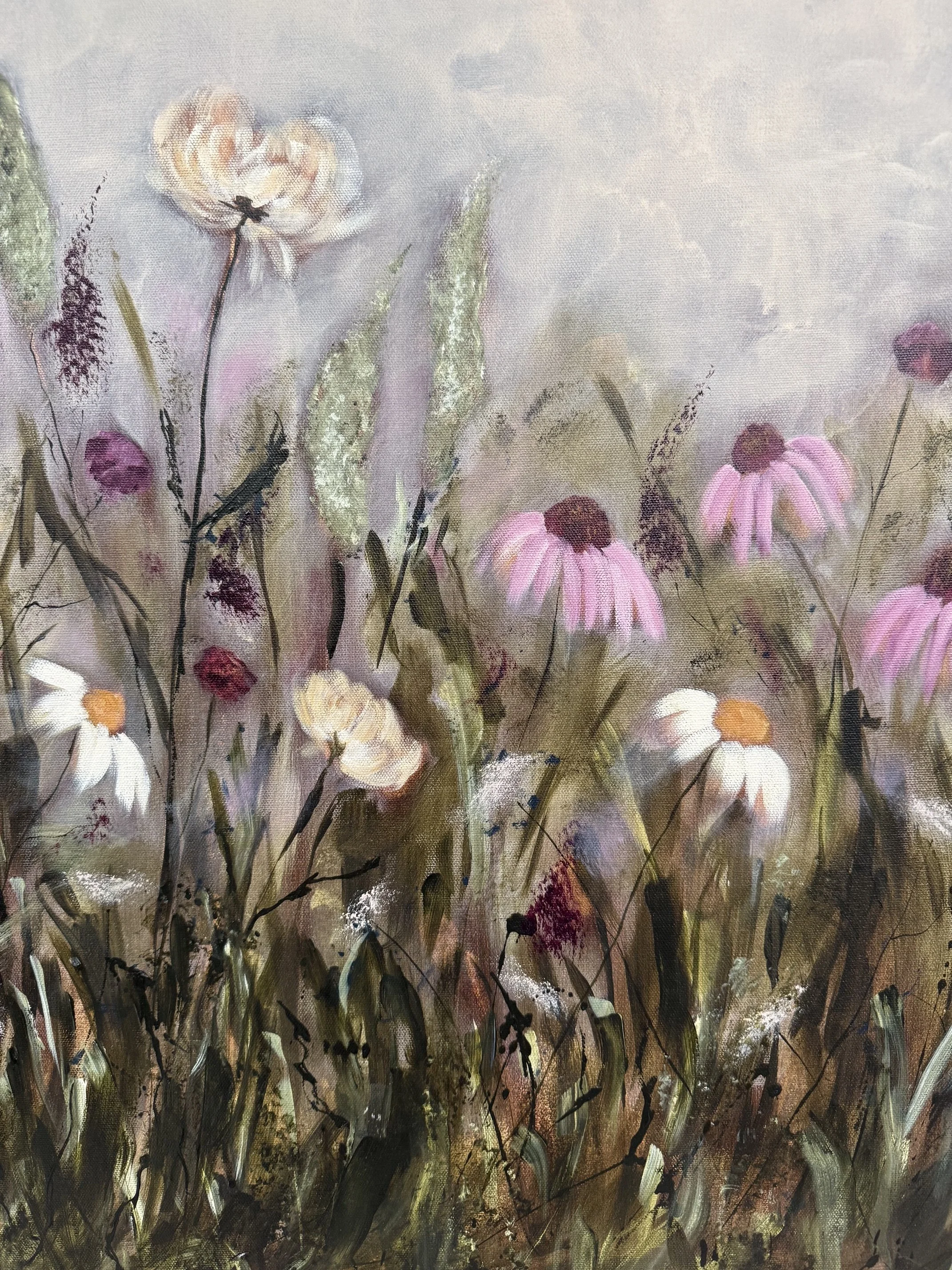 ColleenPurpleandGreenWildflowerModernLandscapeContemporaryFloralPaintingDetail2SarahMorrisonAbstractArtRichmondVirginiaPainterArtist.jpeg