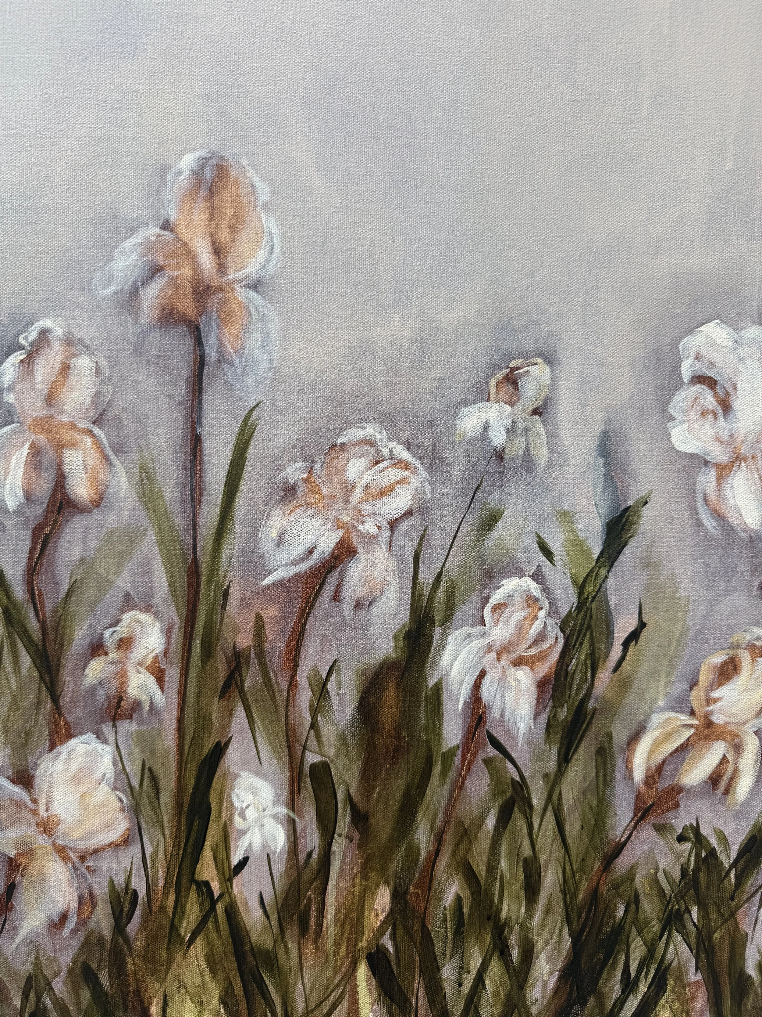 FiorellaWhiteCreamModernIrisContemporaryFloralLandscapeDetail1SarahMorrisonAbstractArtRichmondVirginiaPainterArtist.jpeg
