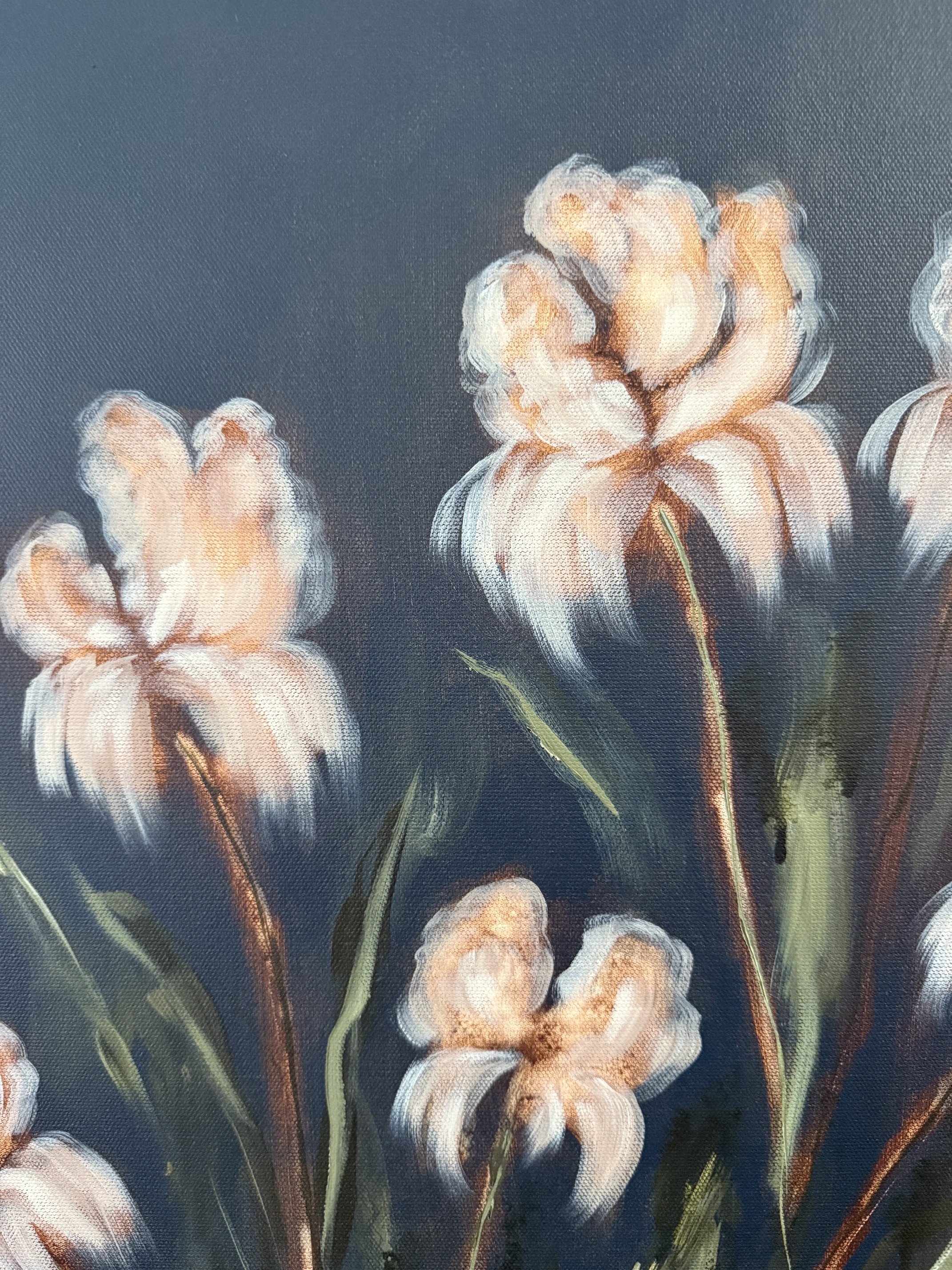 PalmerNavyBlueCreamIrisModernFlowerContemporaryFloralLandscapePaintingDetail5SarahMorrisonAbstractArtRichmondVirginiaPainterArtist.jpeg