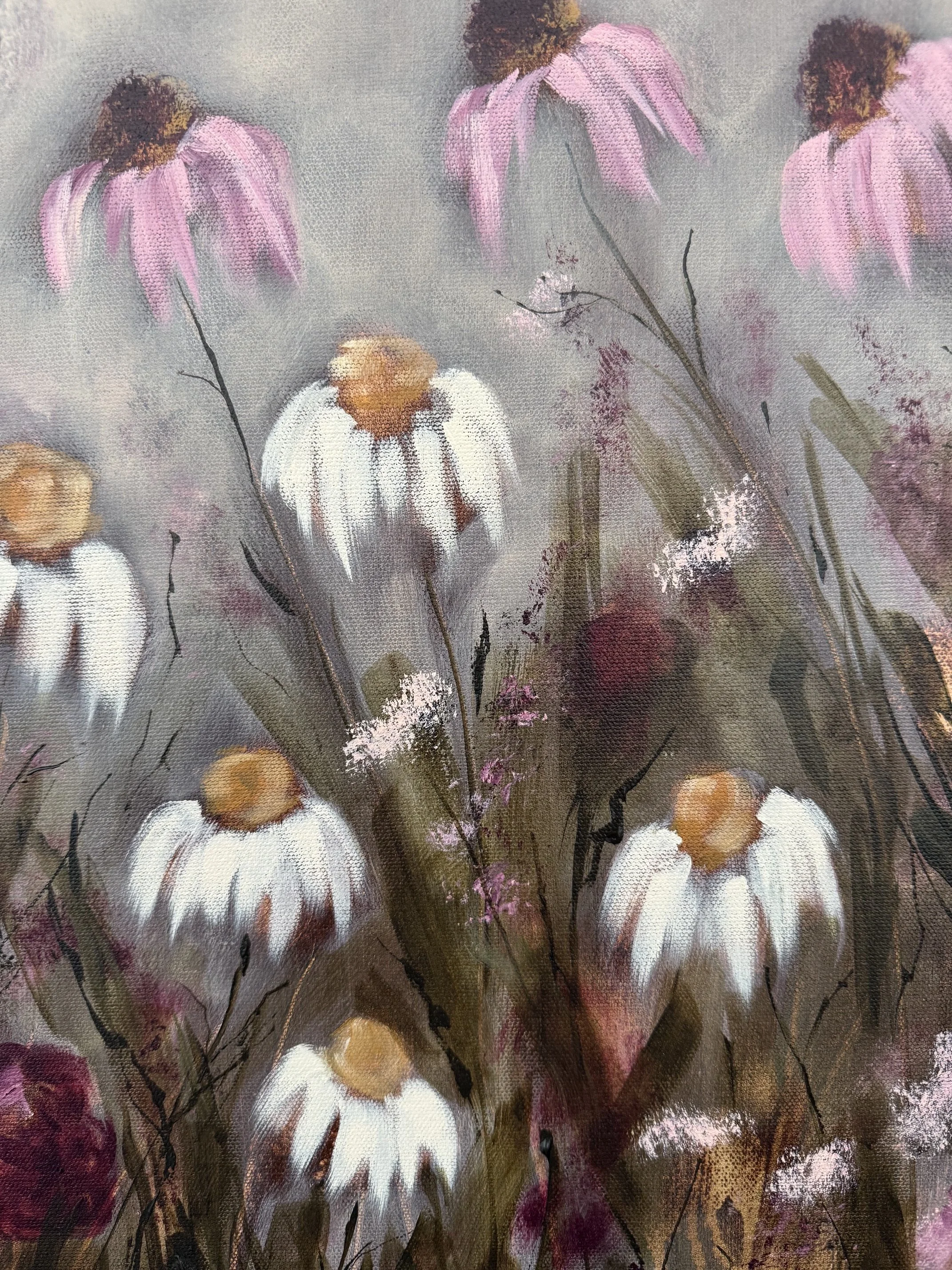 AsbyPurpleWildflowerMulticoloredDaisyModernLandscapeContemporaryFloralPaintingDetail2SarahMorrisonAbstractArtRichmondVirginiaPainterArtist.jpeg