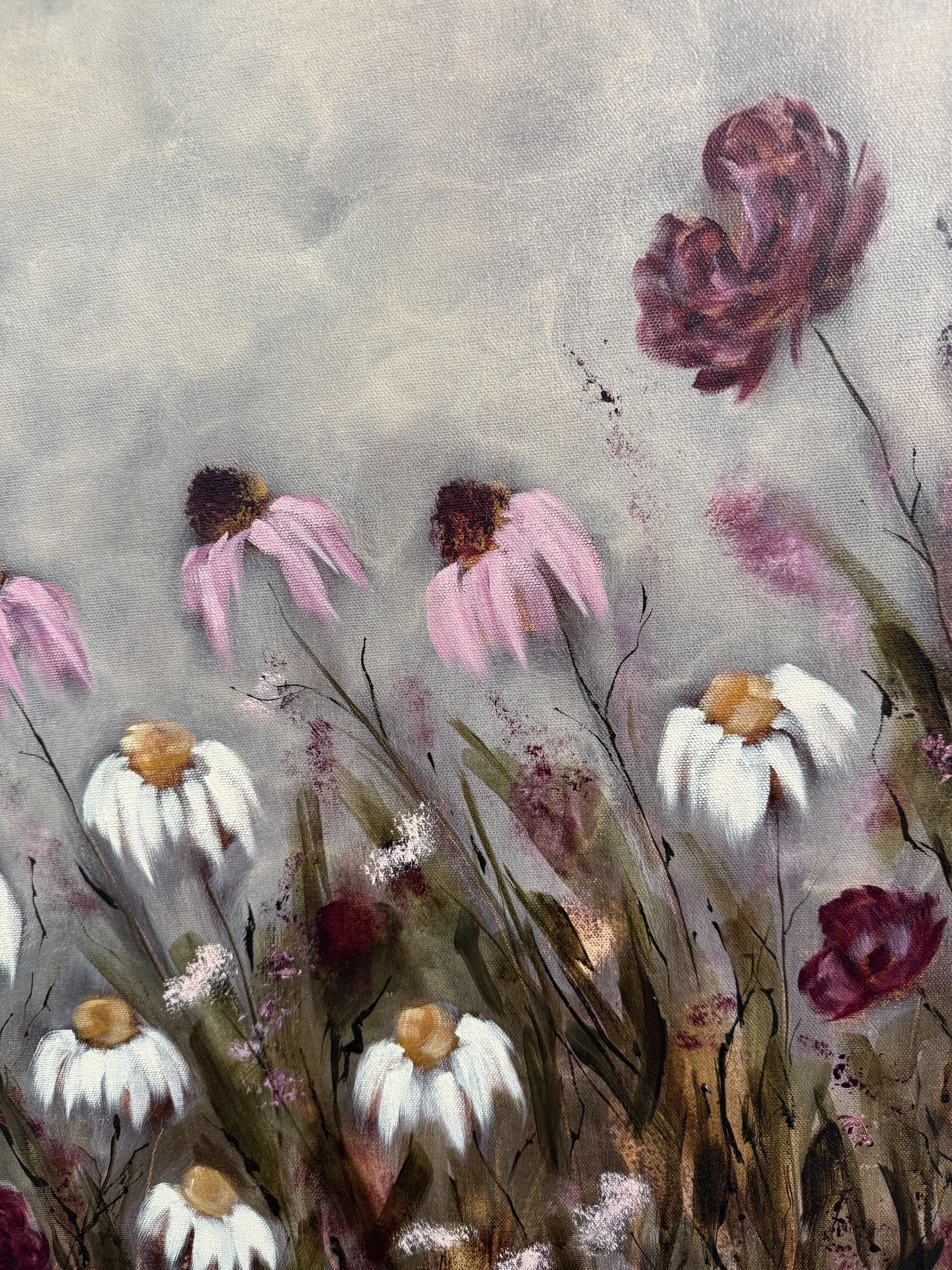 AsbyPurpleWildflowerMulticoloredDaisyModernLandscapeContemporaryFloralPaintingDetail1SarahMorrisonAbstractArtRichmondVirginiaPainterArtist.jpeg