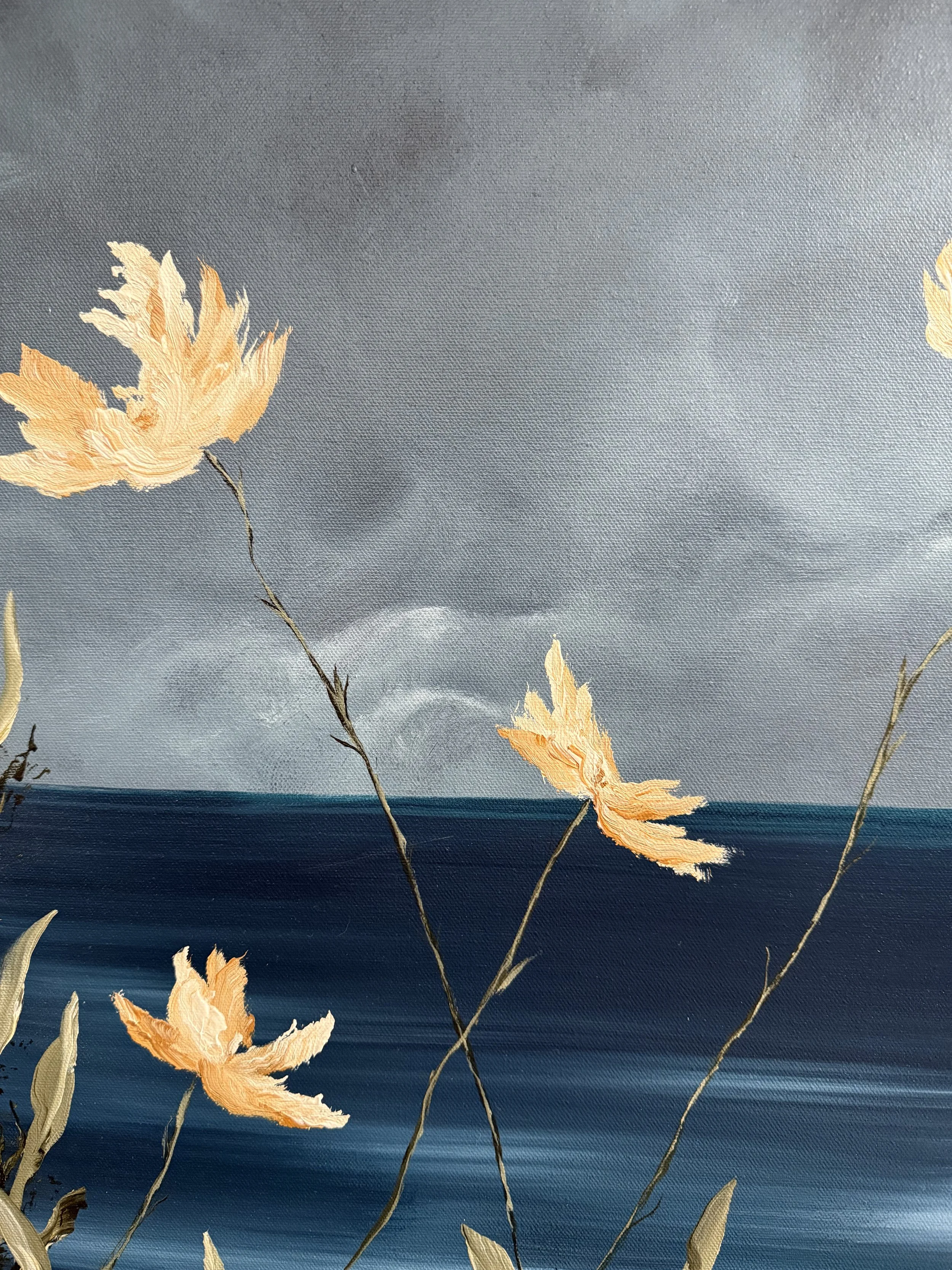 MatildaMoodyModernFloralSeascapeGoldYellowWildflowersDetail3SarahMorrisonAbstractArtRichmondVirginiaPainterArtist.jpeg