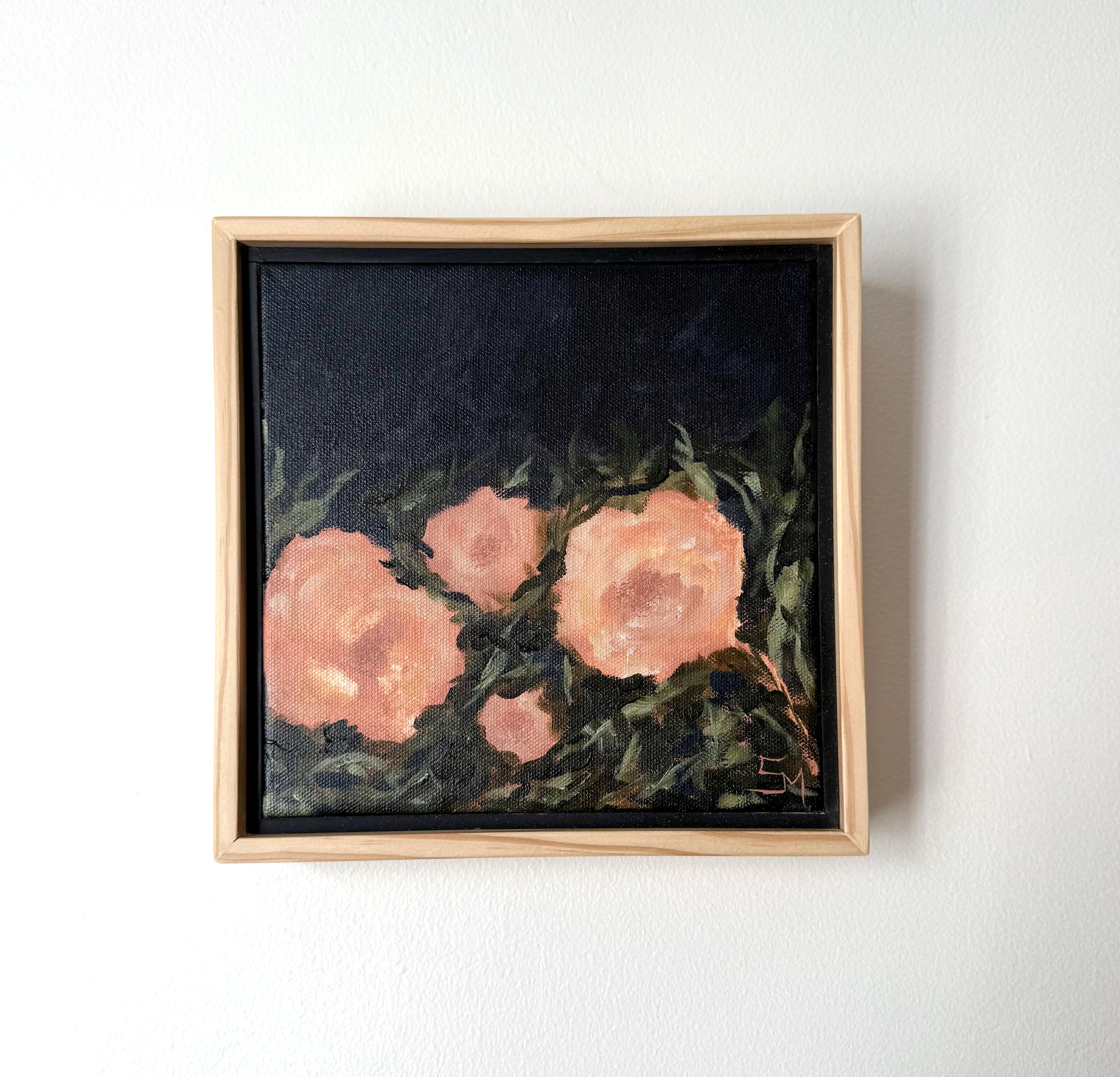 LydiaNavyBlueandPinkRoseModernFloralContemporaryLandscapeMiniPaintingSarahMorrisonAbstractArtRichmondVirginiaPainterArtist.jpeg
