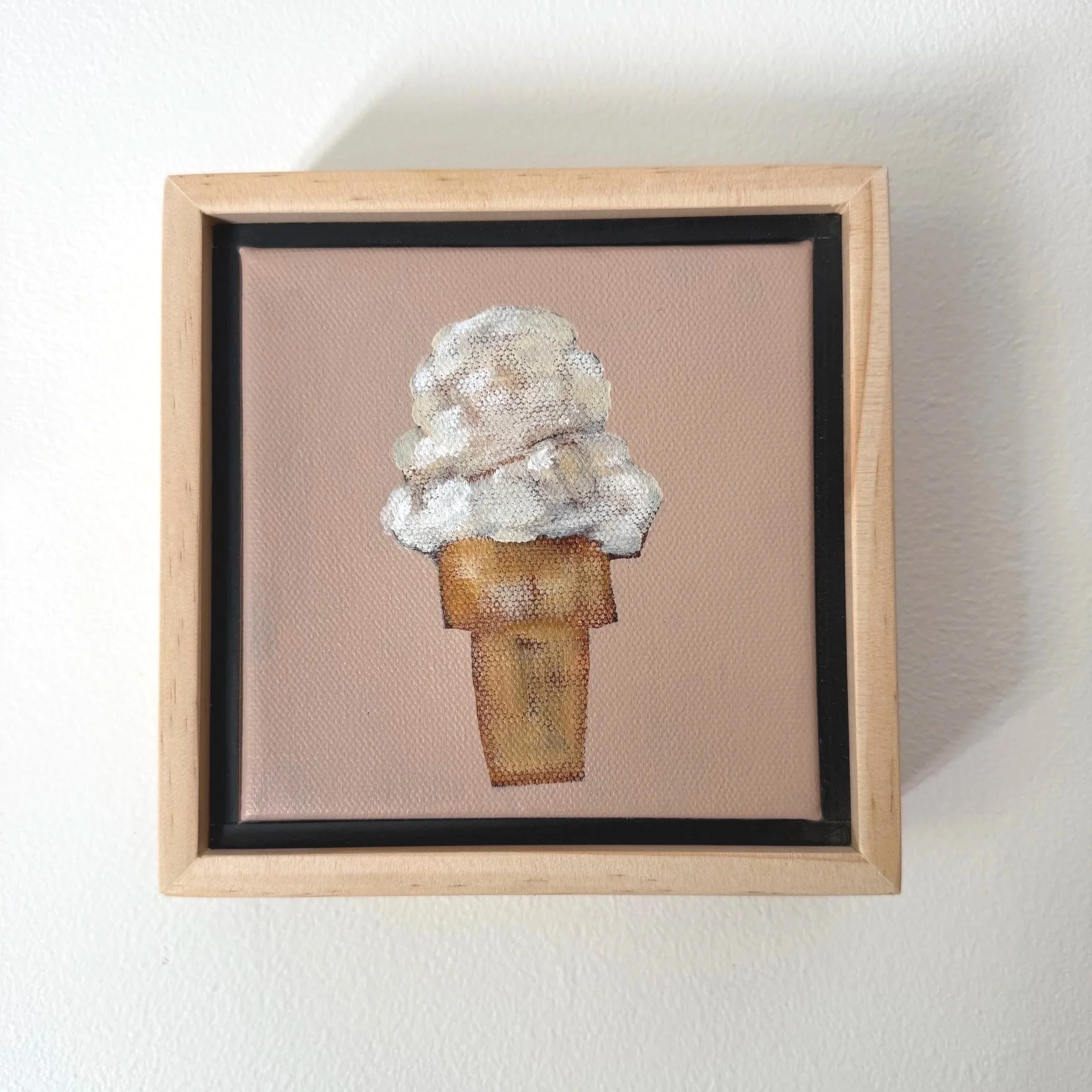 GoldiePinkandVanillaIceCreamConeContemporaryStillLifePaintingSarahMorrisonAbstractArtRichmondVirginiaPainterArtist.jpg