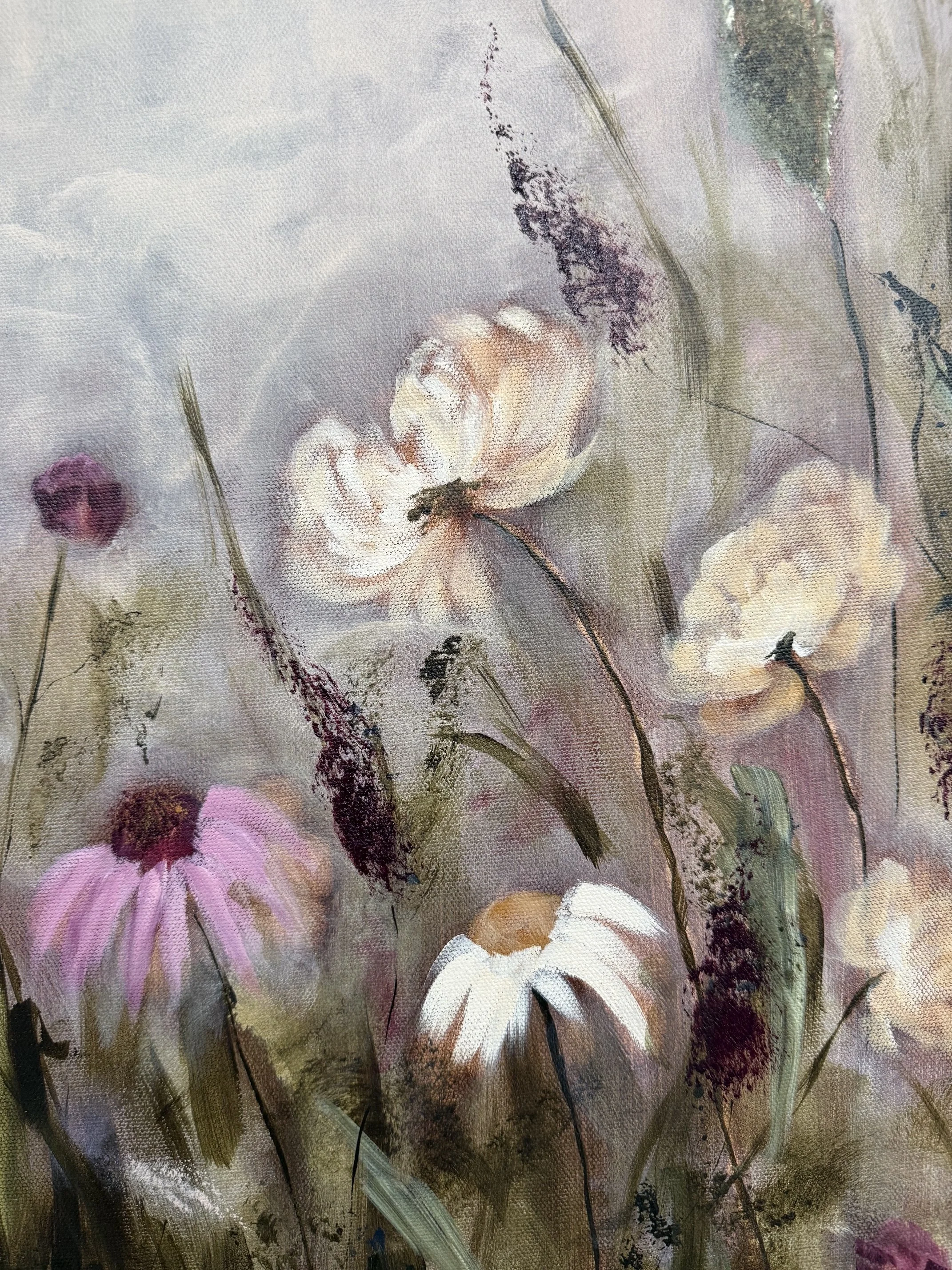 ColleenPurpleandGreenWildflowerModernLandscapeContemporaryFloralPaintingDetail1SarahMorrisonAbstractArtRichmondVirginiaPainterArtist.jpeg