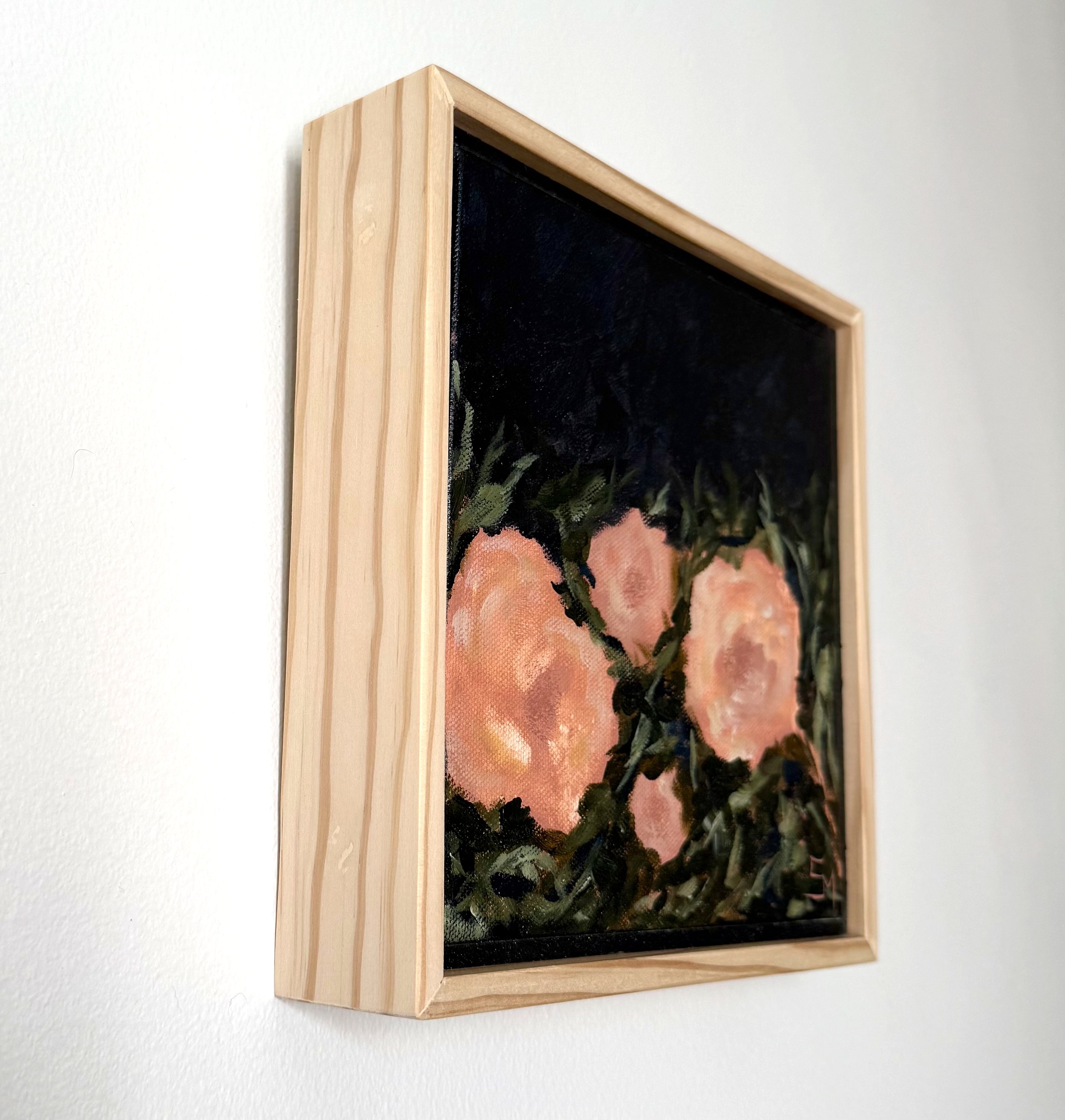 LydiaNavyBlueandPinkRoseModernFloralContemporaryLandscapeMiniPaintingDetail1SarahMorrisonAbstractArtRichmondVirginiaPainterArtist.jpeg