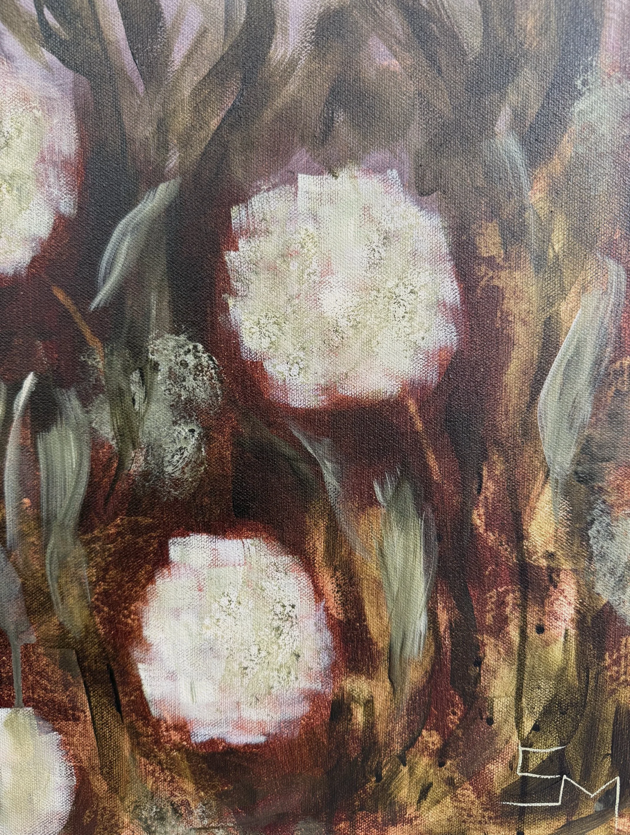 LuciaWhiteHydrangeaModernLandscapeContemporaryFloralPaintingnewnewDetail2SarahMorrisonAbstractArtRichmondVirginiaPainterArtist.jpeg