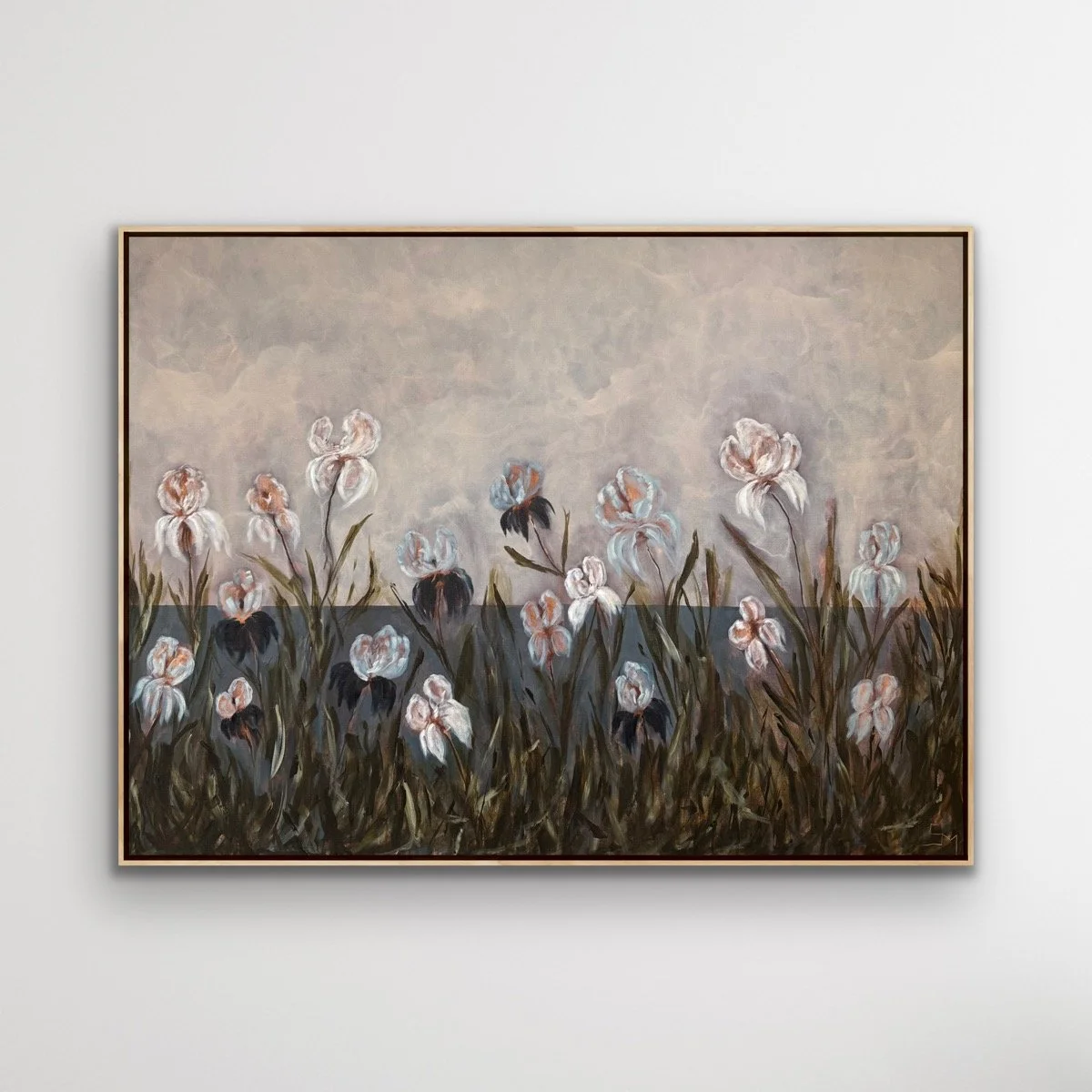 DeltaRiverBlueIrisOceanFlowerModernSeascapeContermporaryFloralPaintingSarahMorrisonAbstractArtRichmondVirginiaPainterArtist.jpg