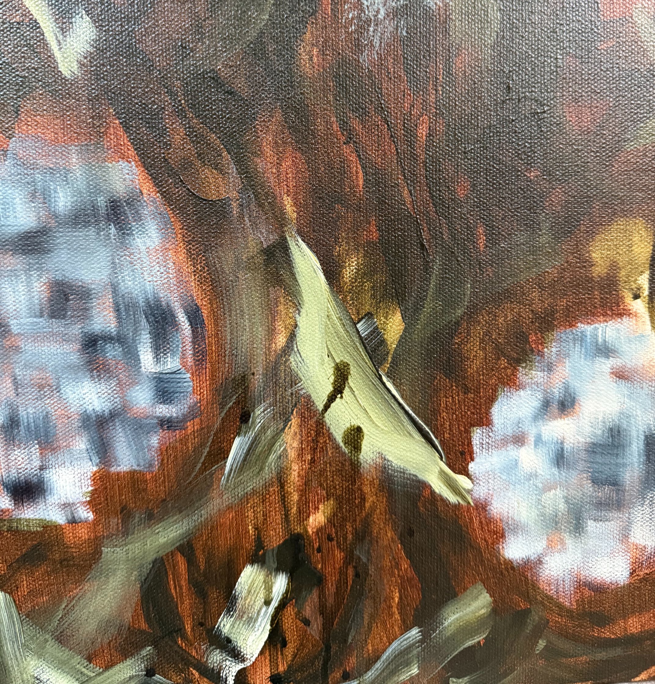 ColetteBlueHydrangeaFlowerModernLandscapeContemporaryFloralPaintingnewDetail2SarahMorrisonAbstractArtRichmondVirginiaPainterArtist.jpeg