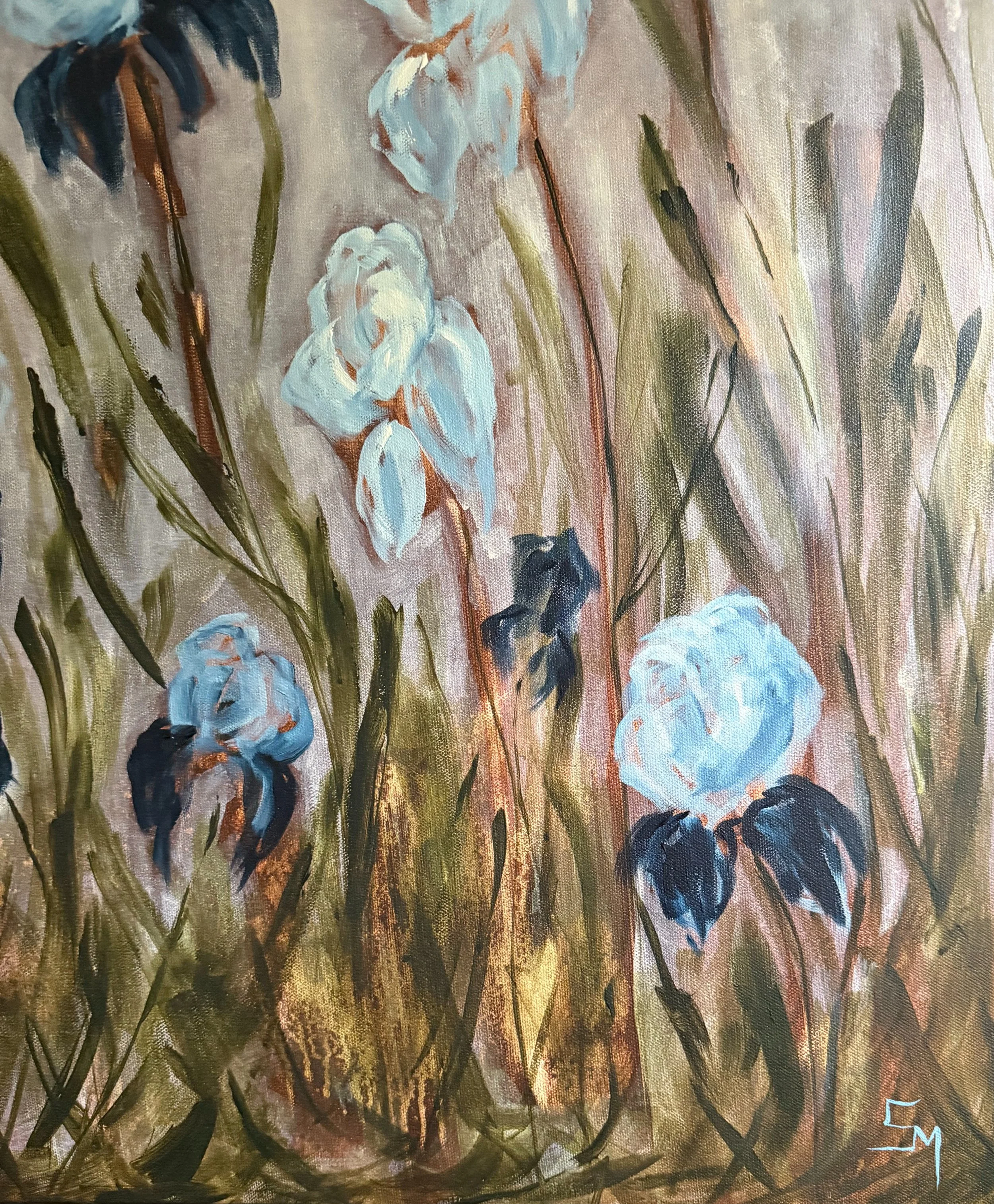 OttaviaBlueandNavyModernIrisFieldContemporaryFloralLandscapePaintingDetail1SarahMorrisonAbstractArtRichmondVirginiaPainterArtist.jpeg