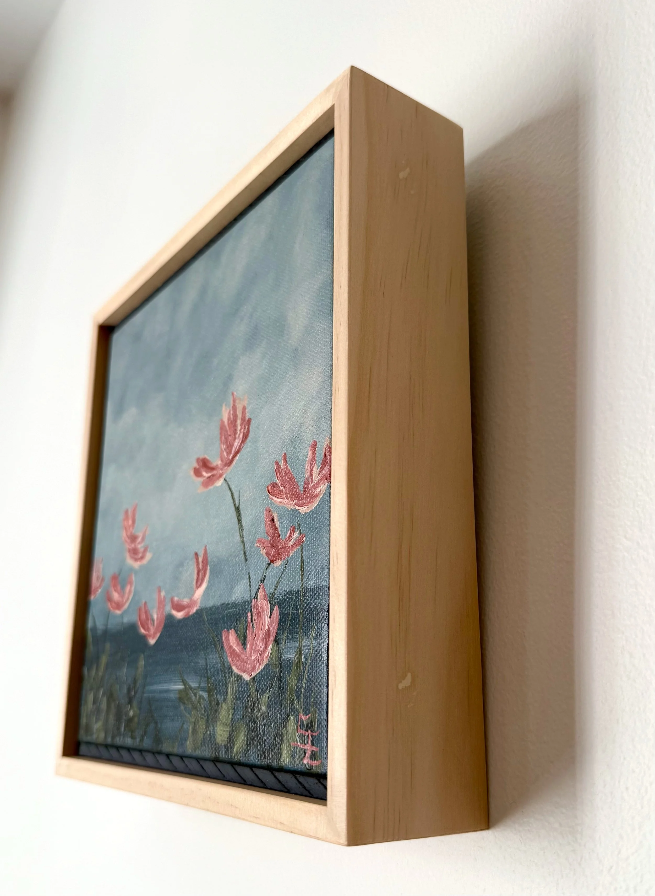 EllieBlueModernSescapePinkWildflowerFloralContemporaryPaintingDetail4SarahMorrisonAbstractArtRichmondVirginiaPainterArtist.jpeg