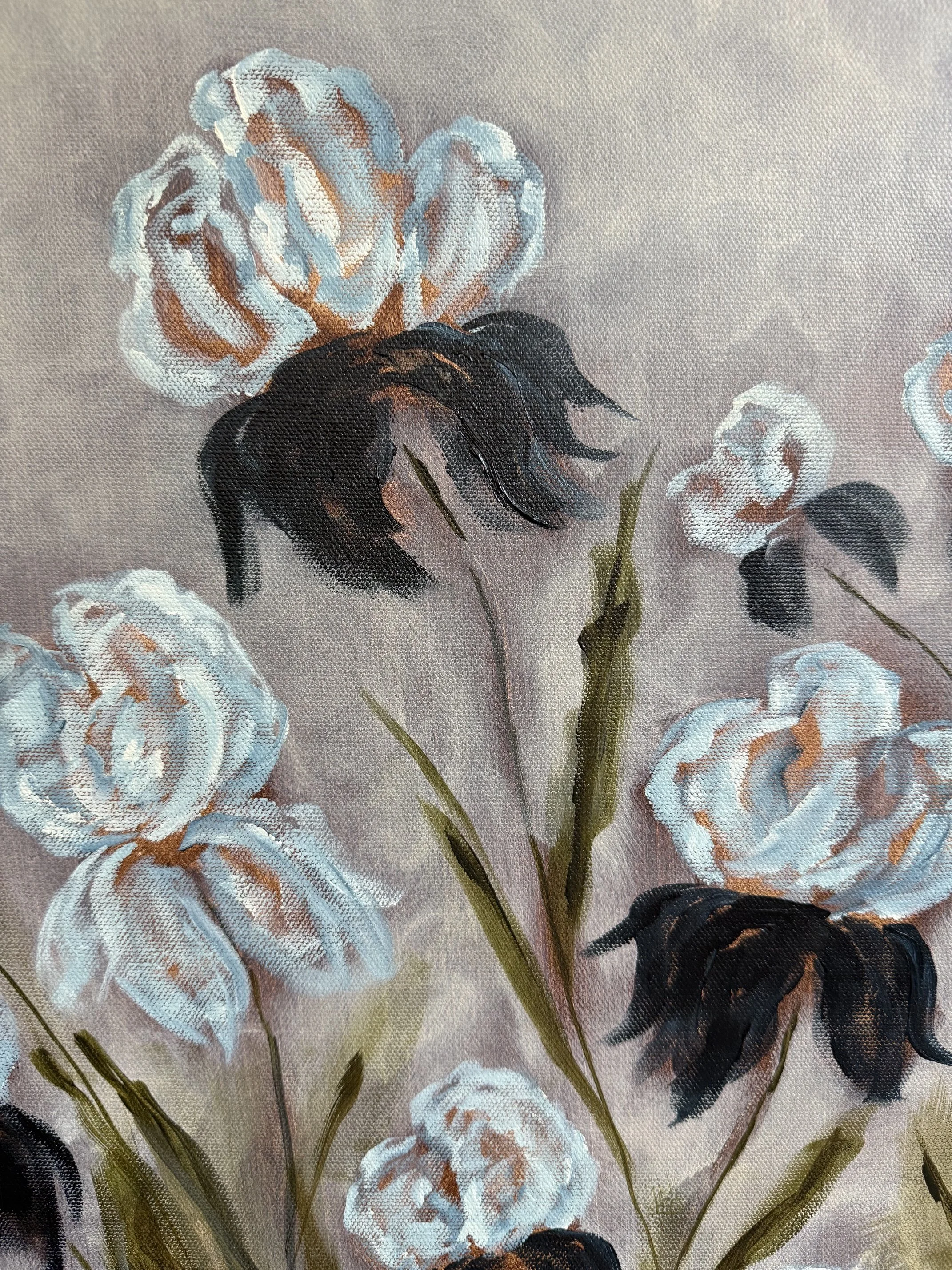 CollinsBlueIrisFlowerModernLandscapeContermporaryFloralPaintingDetail2SarahMorrisonAbstractArtRichmondVirginiaPainterArtist.jpeg