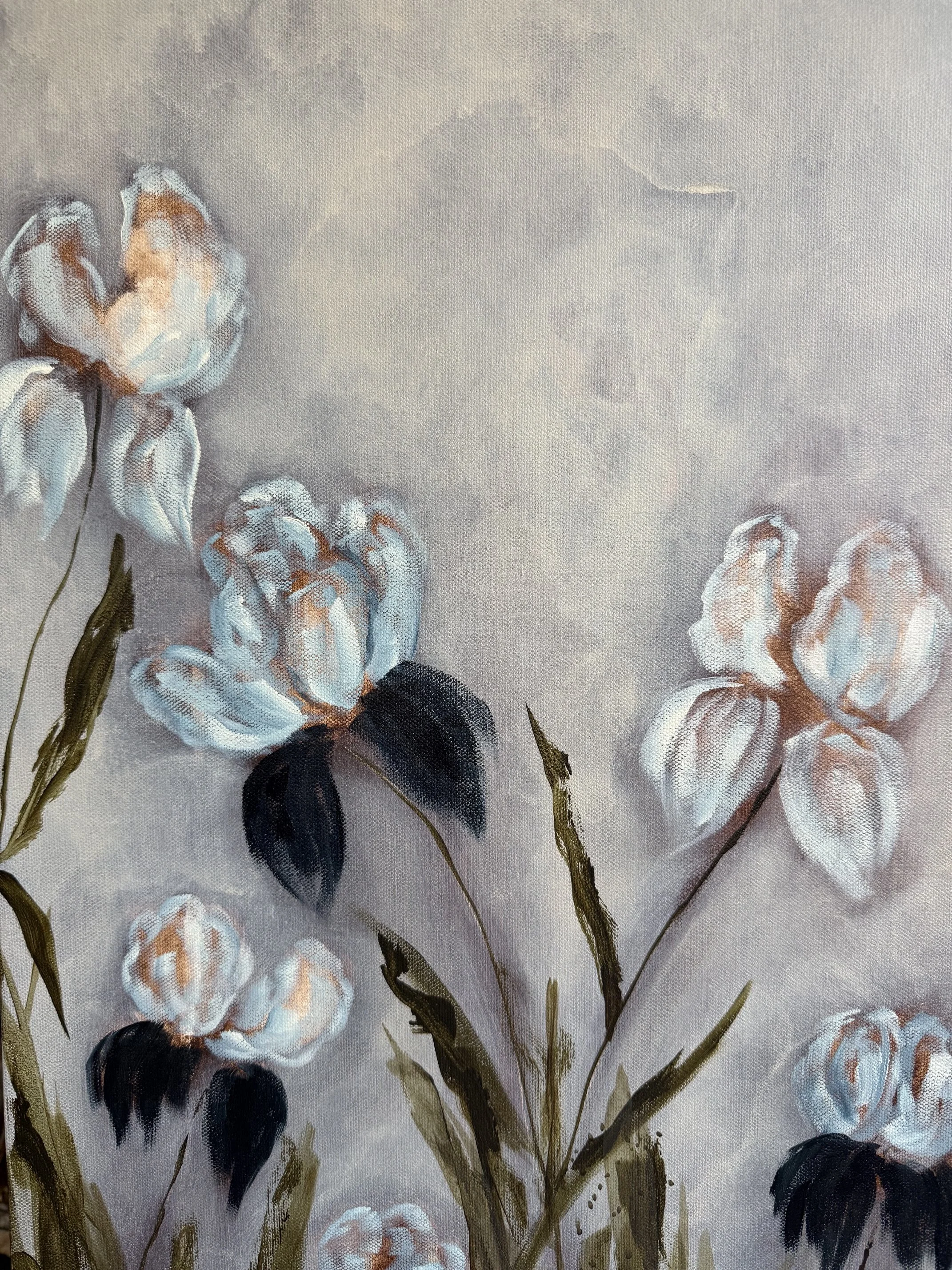 CarolinaBlueIrisFlowerModernLandscapeContermporaryFloralPaintingDetail1SarahMorrisonAbstractArtRichmondVirginiaPainterArtist.jpeg