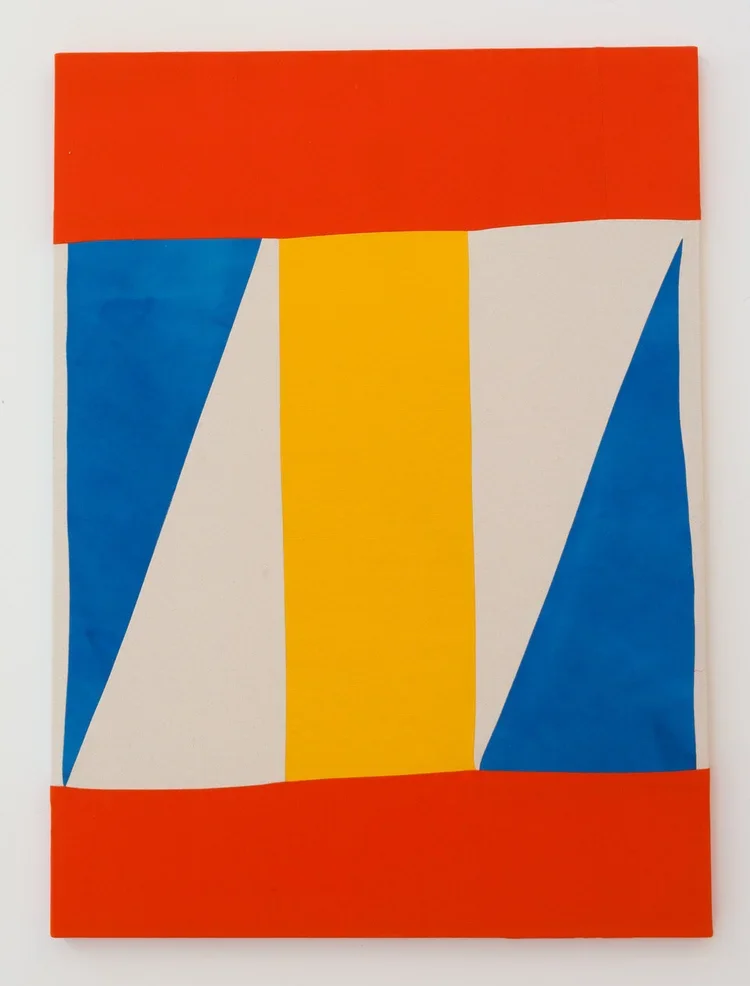 Untitled, Colored Grids, 2019, sewn and painted canvas, 36 x 48 in