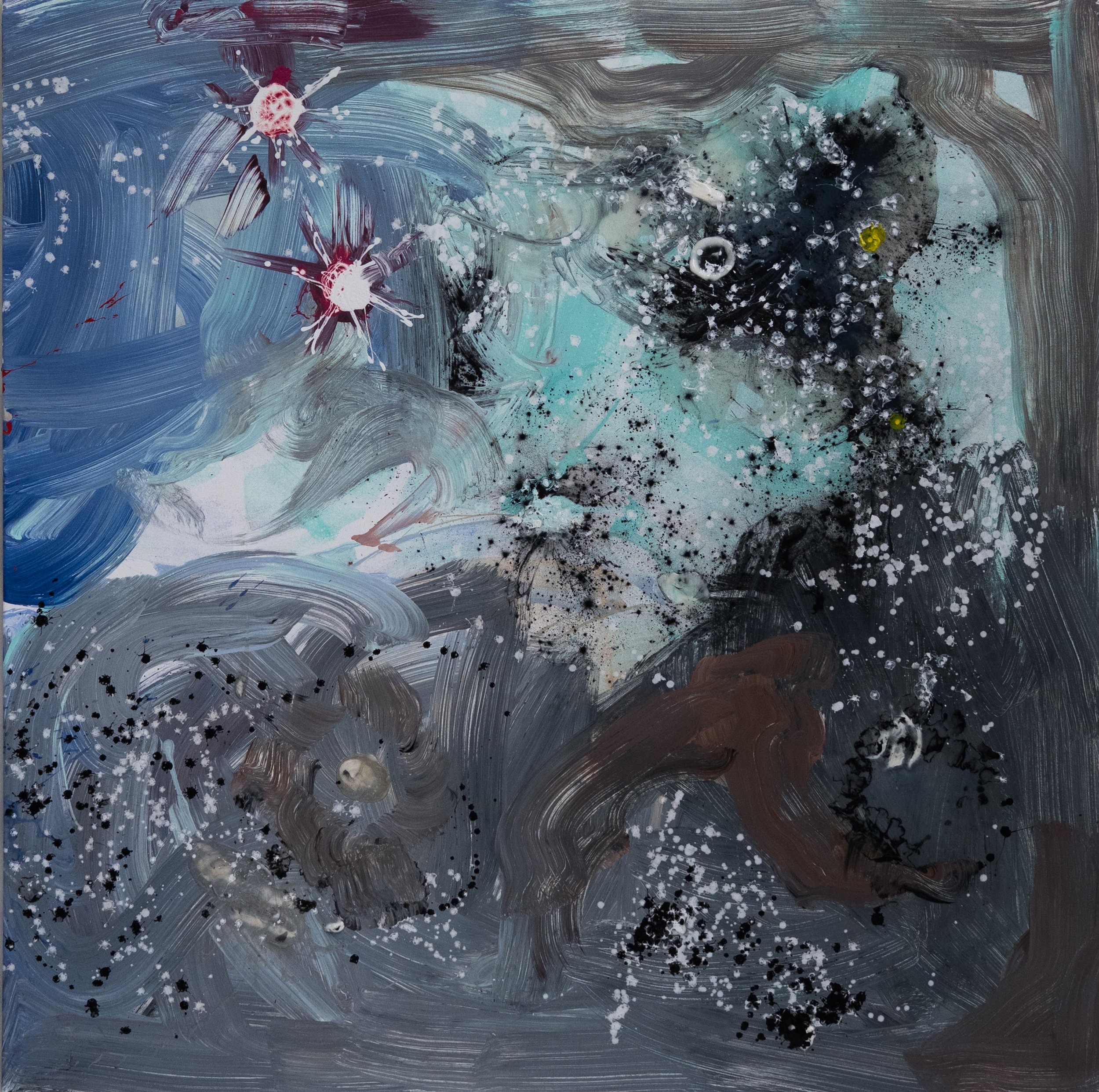 Symphony of the Cosmos. 2025. (Right Panel 3 of 3) Acrylic on Canvas, 60 x 180 in