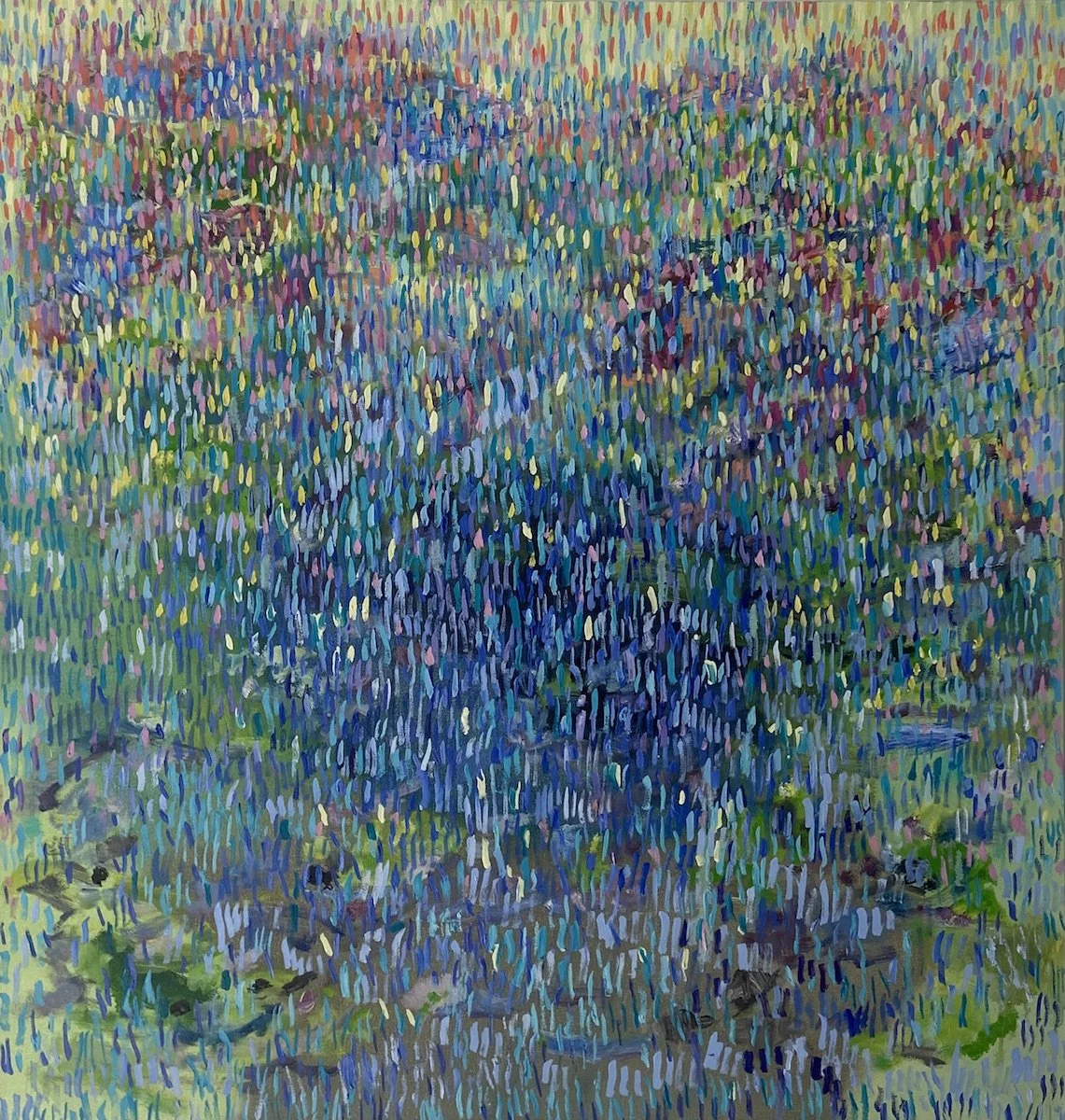 Happening, 2025, oil on canvas, 45” x 42.5"