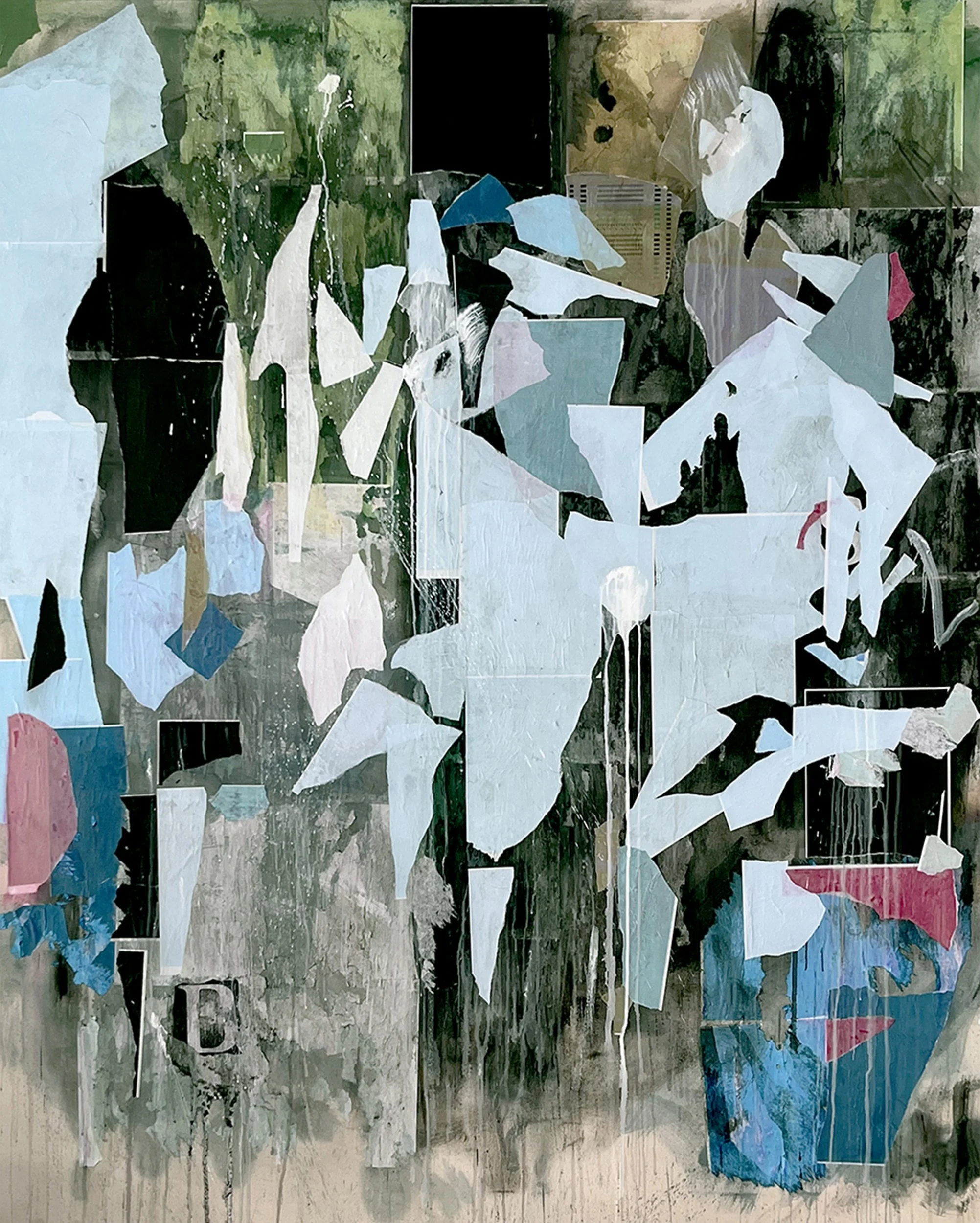 Dance, 2025,
Image Transfer and Oil on Unprimed Canvas,
72” x 60”