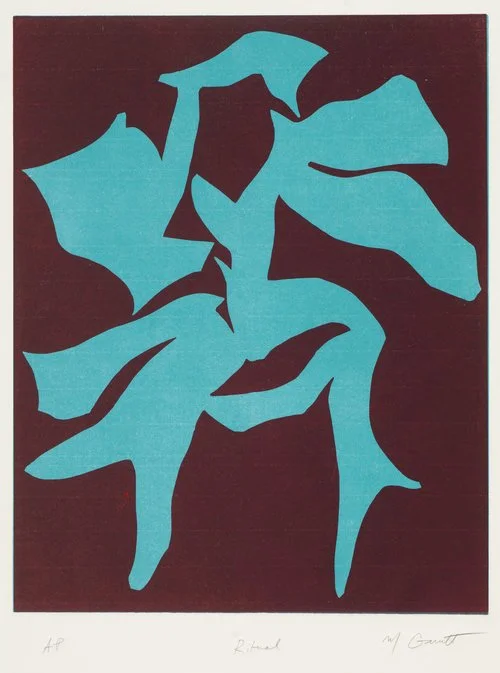 Ritual, 2017, two color woodcut, 36 x 27 in