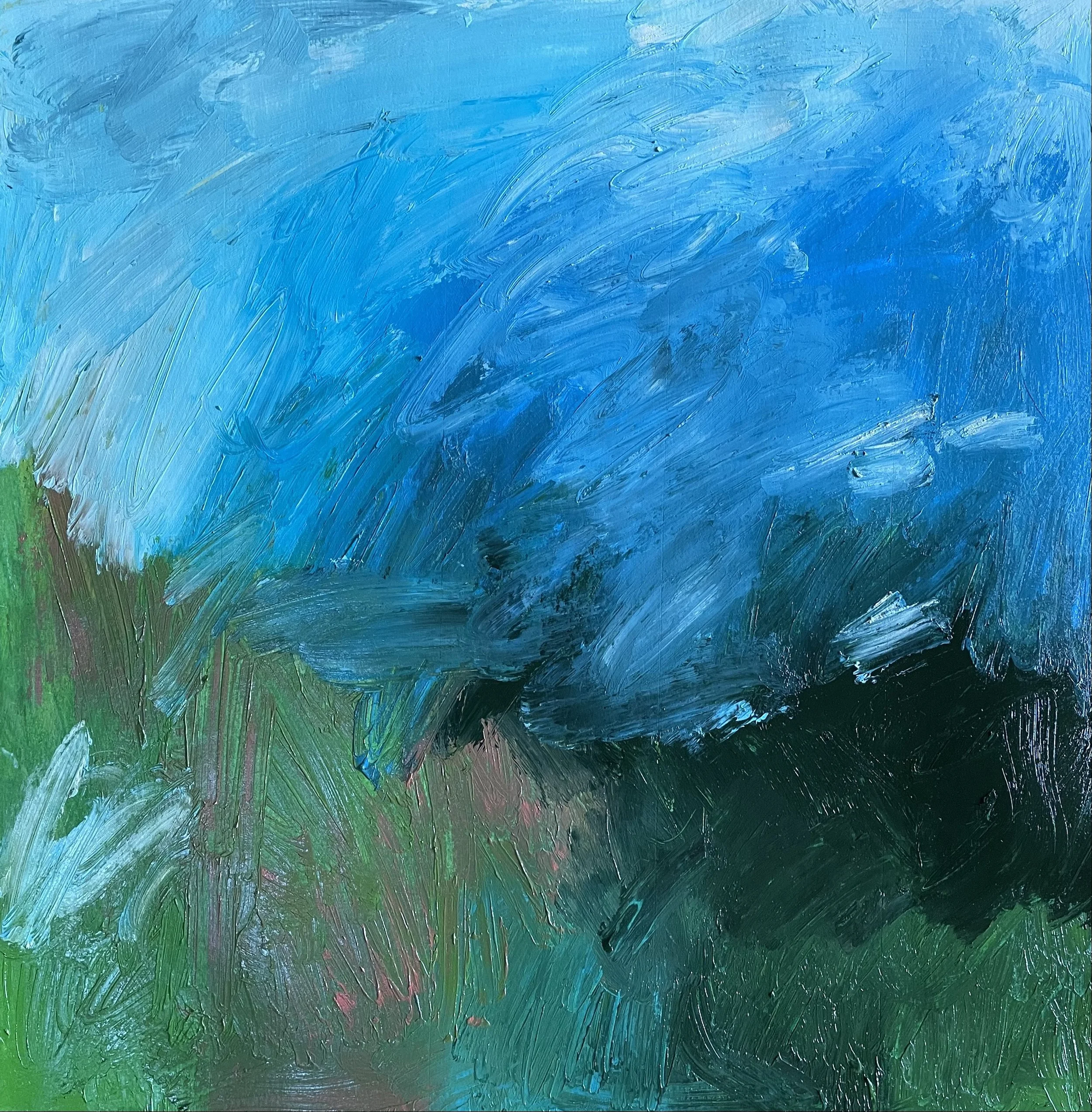Land 1, oil on paper, 15" x 15"