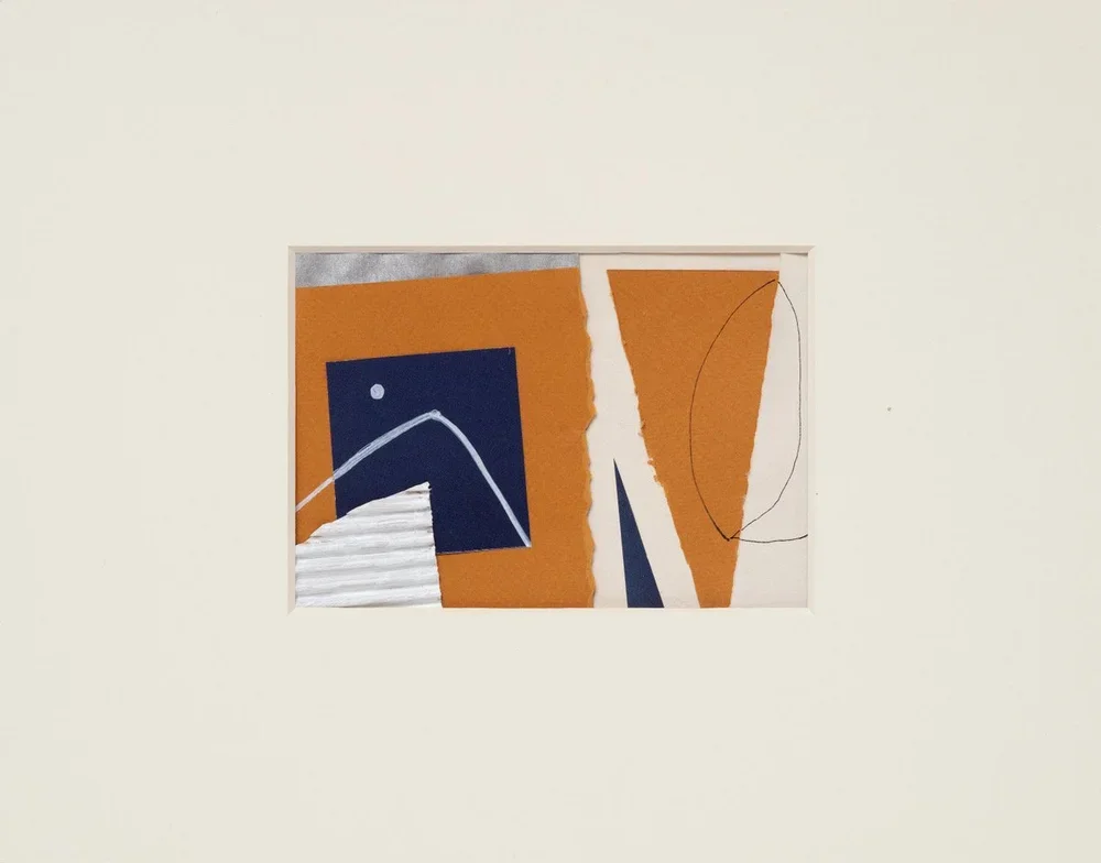 Untitled 76, 2022, 16 x 20 in, cut photographs; deckle-edge paper handmade by artist; metallic and other cut papers; ink