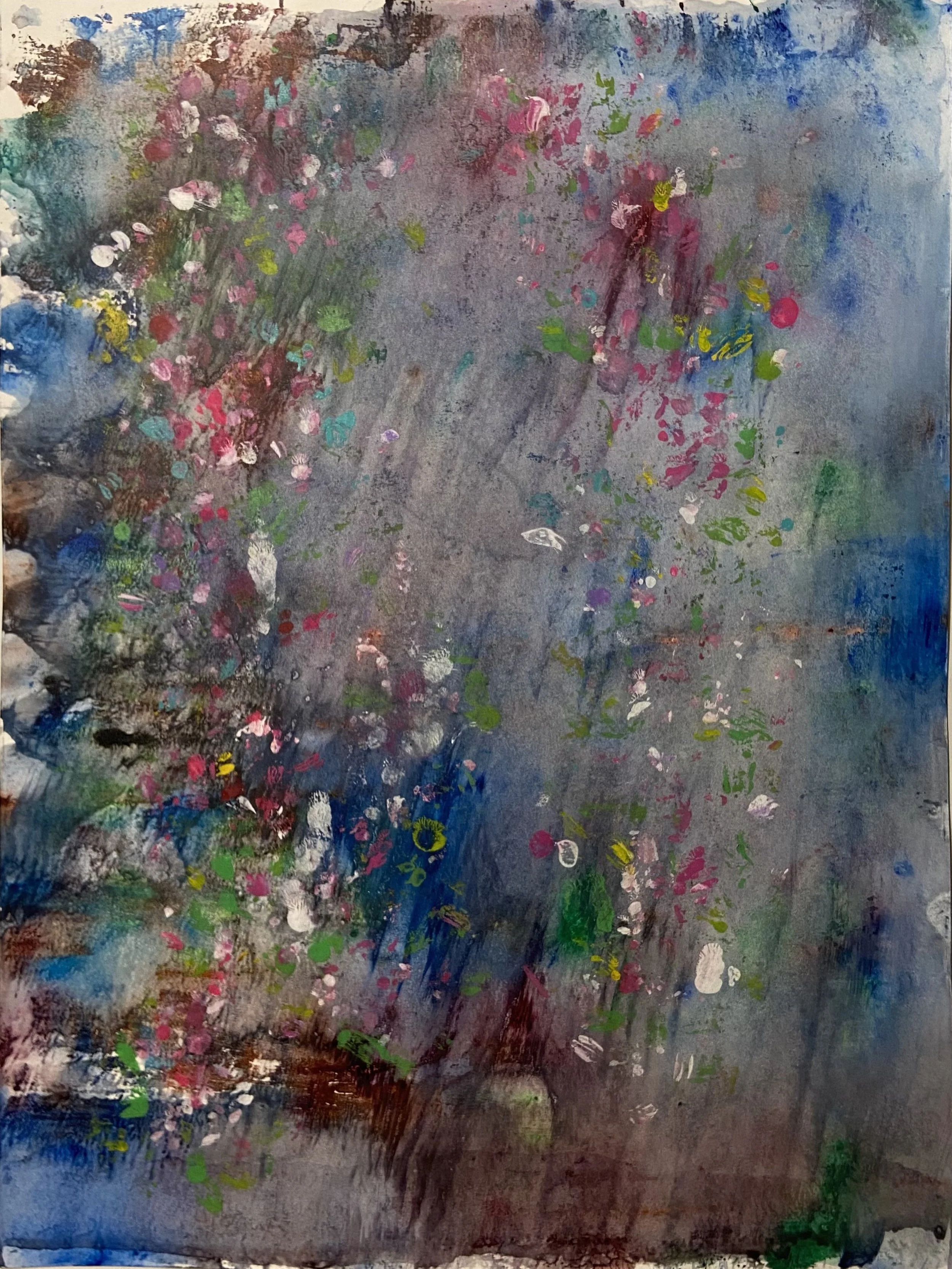 Abstract 2, 2025, acrylic on paper, 24” x 18”