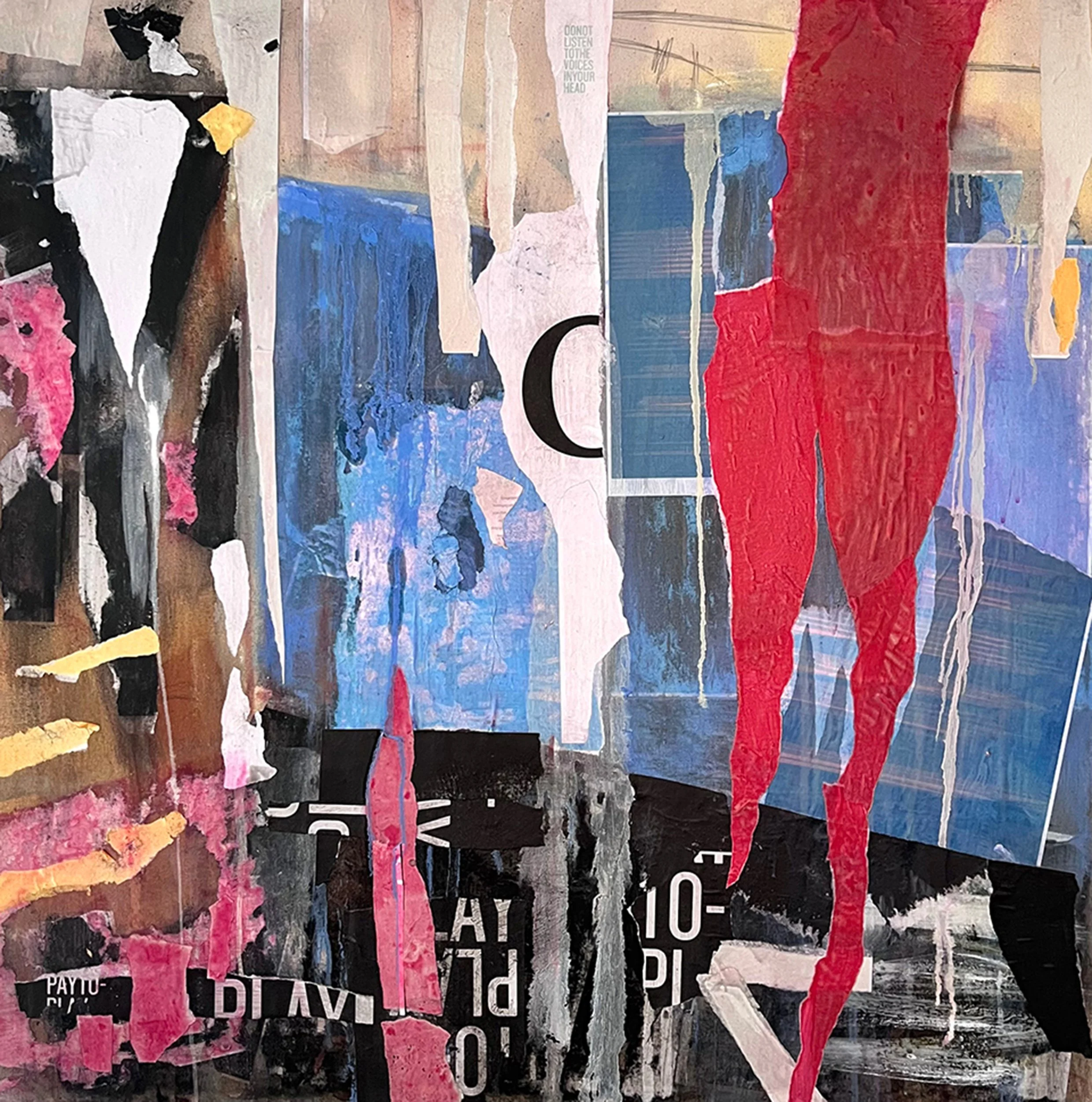 Pay to Play,
2025, Image Transfer and Oil on Unprimed Canvas,
32” x 32”