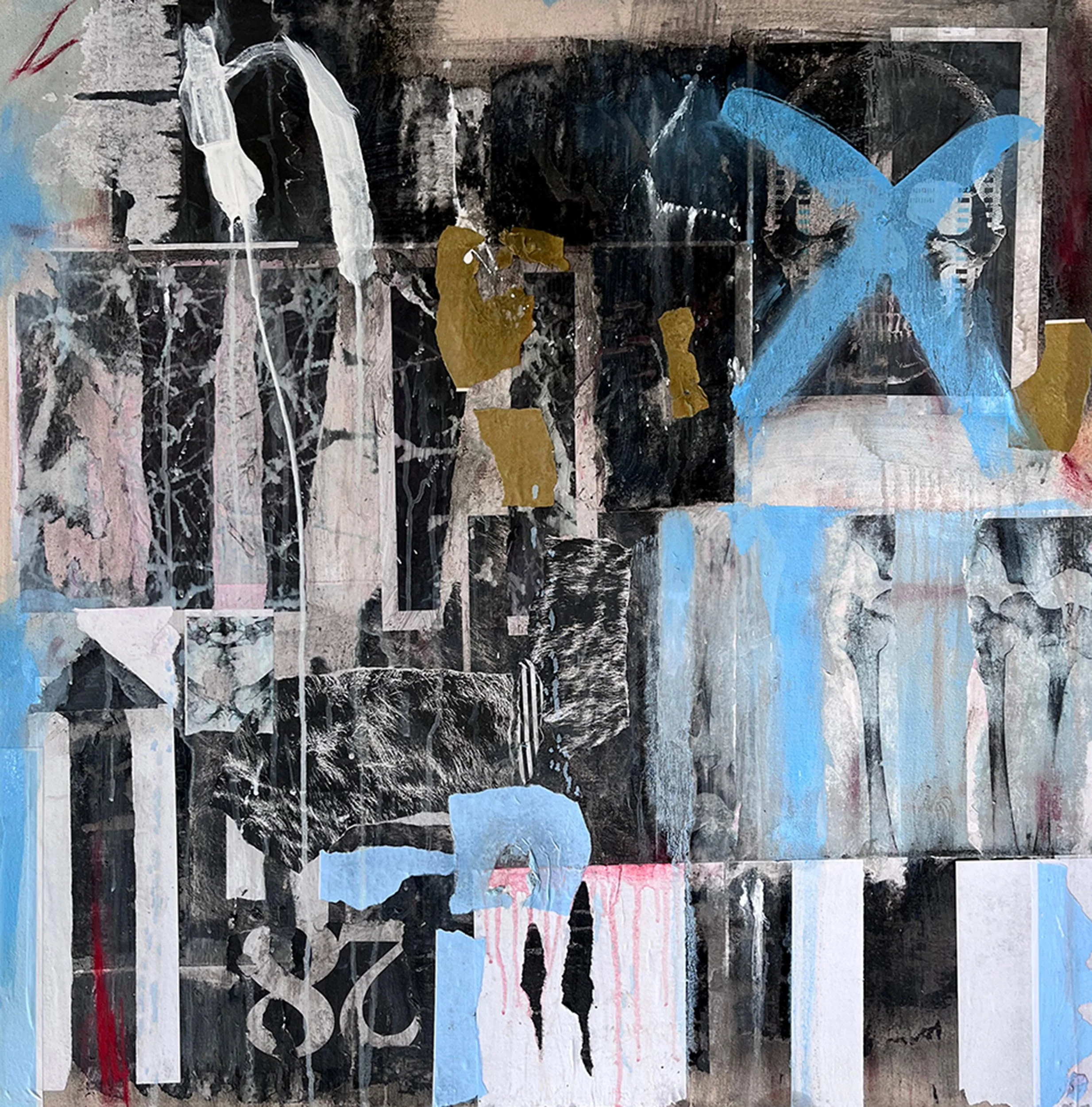 Call in Sick, 2025, Image Transfer and Oil on Unprimed Canvas,
32” x 32”