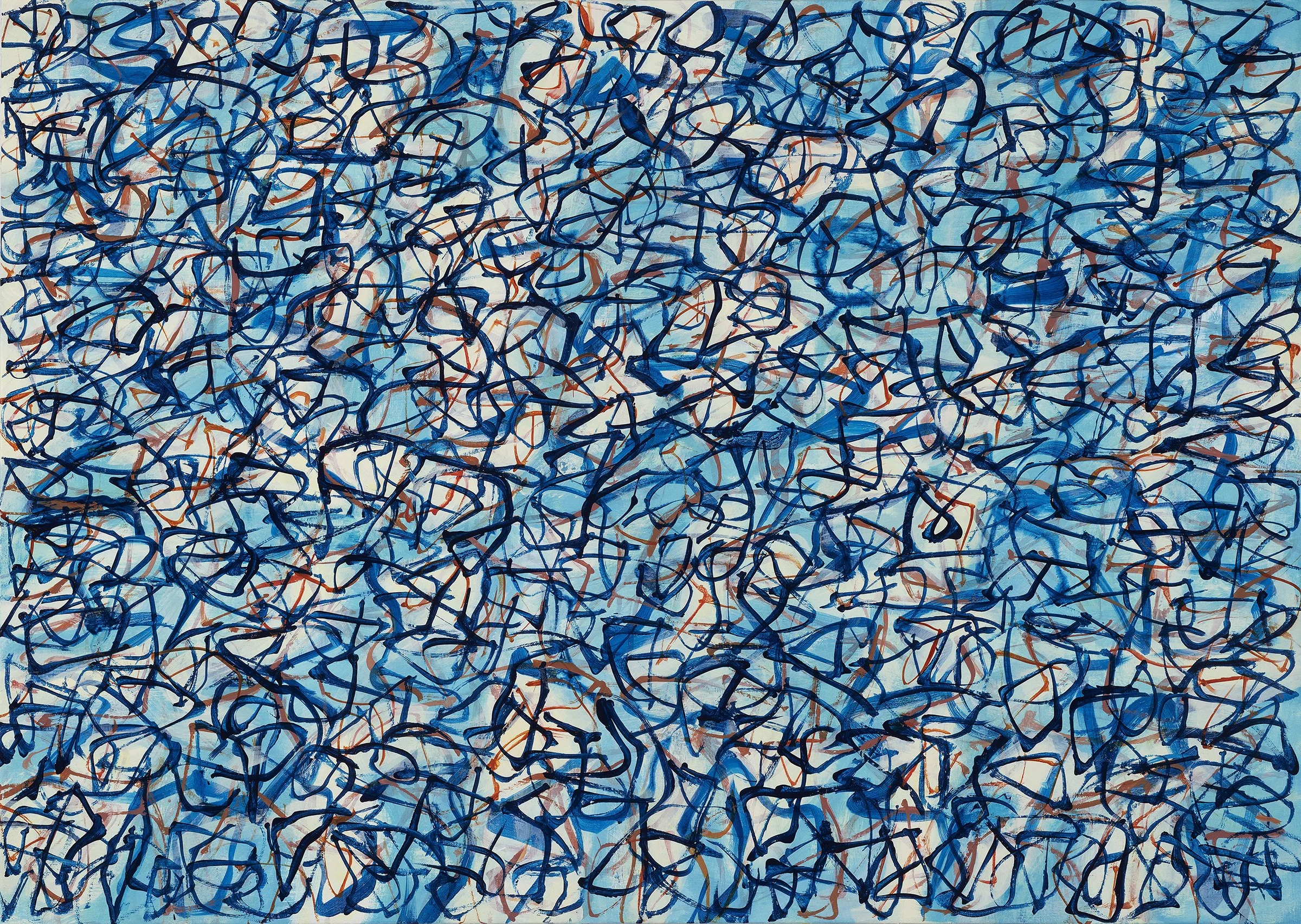 Rhythm in Blue, 2023, Acrylic on Linen, 29” x 41”