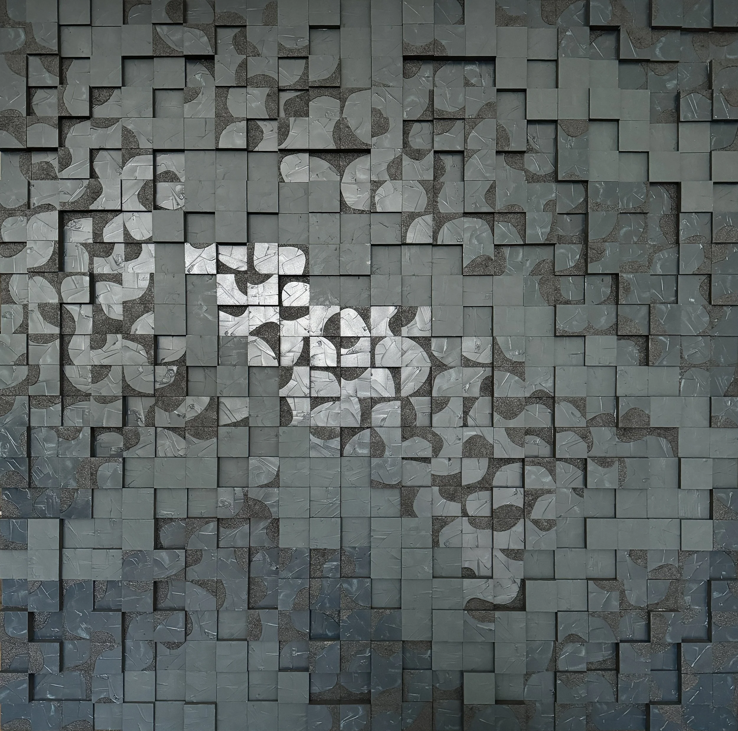 Shadowplay, 2024, Oil and Pumice Stone on Sintra, 48" x 48"