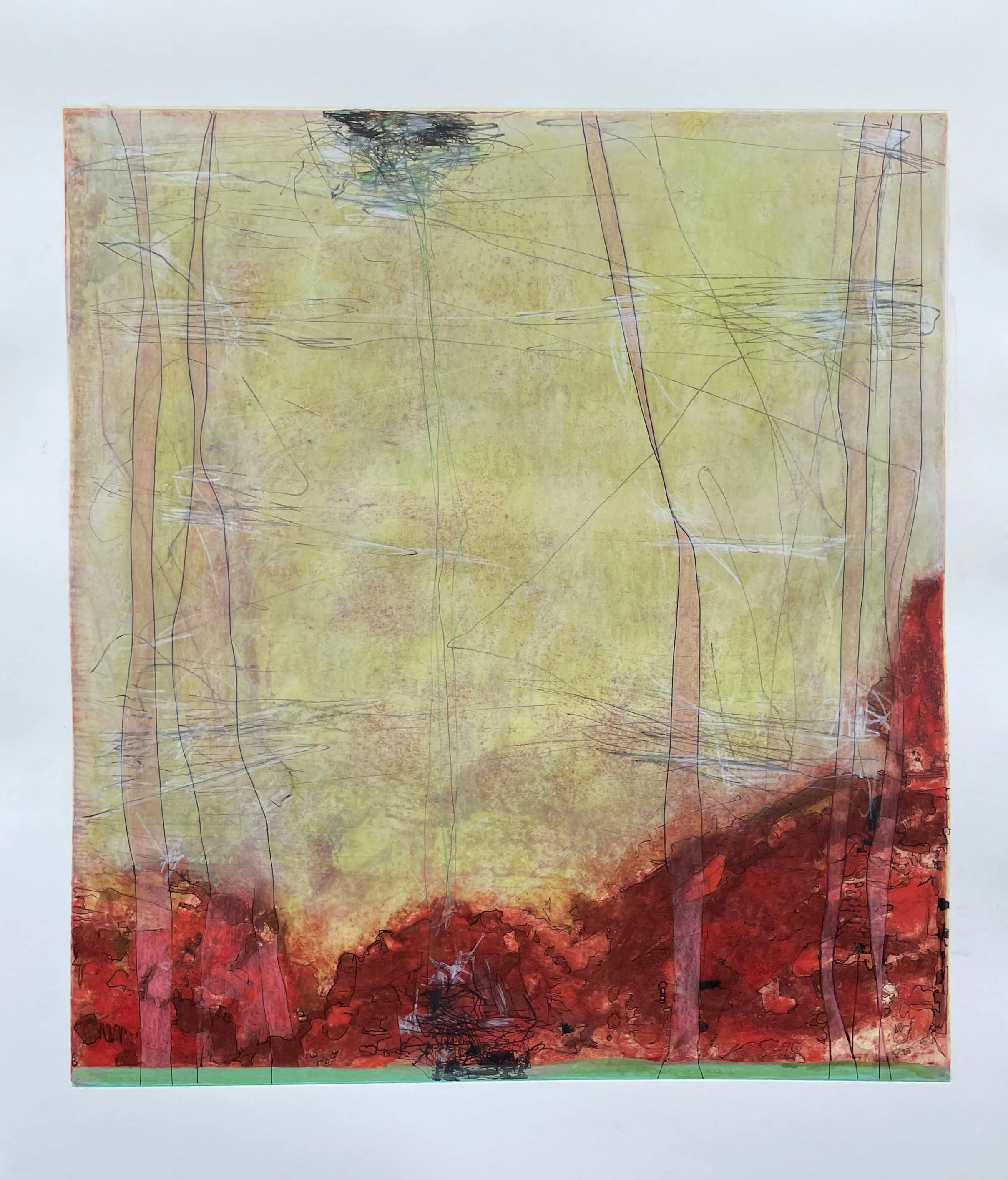 Earnest Ape ,mixed media on paper, 2025, 36” x 30”