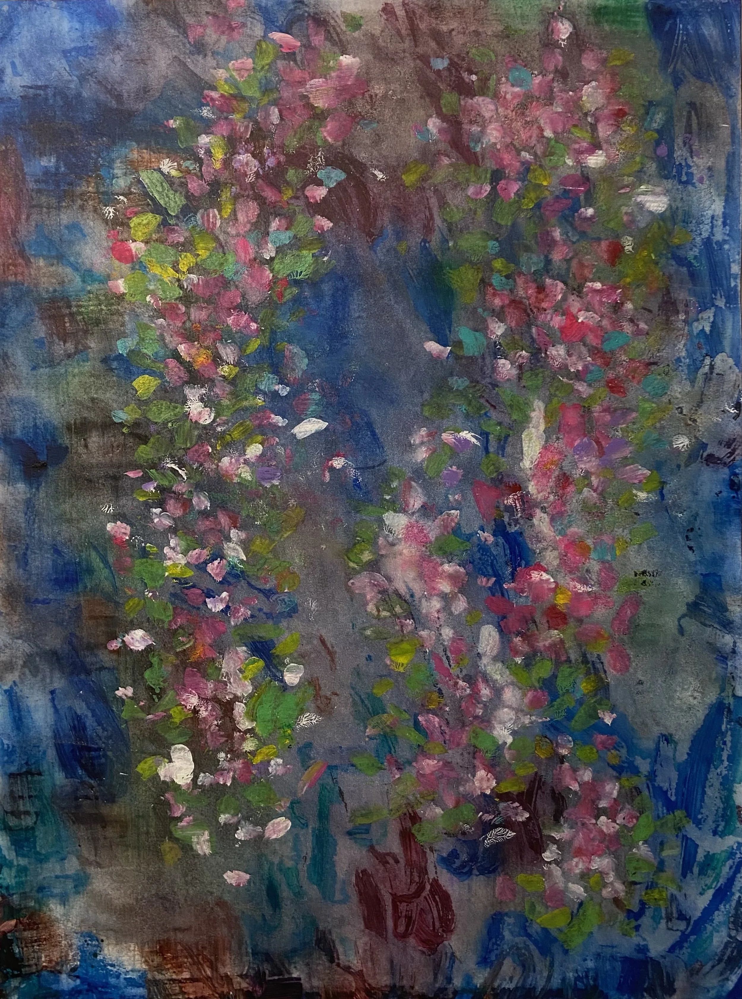 Abstract 1, 2025, acrylic on paper, 24” x 18”