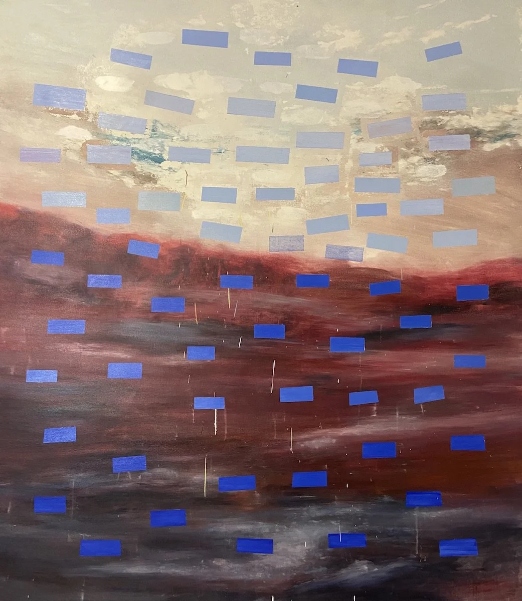 Redacted Landscape, 2025, oil on canvas, 89” x 78”