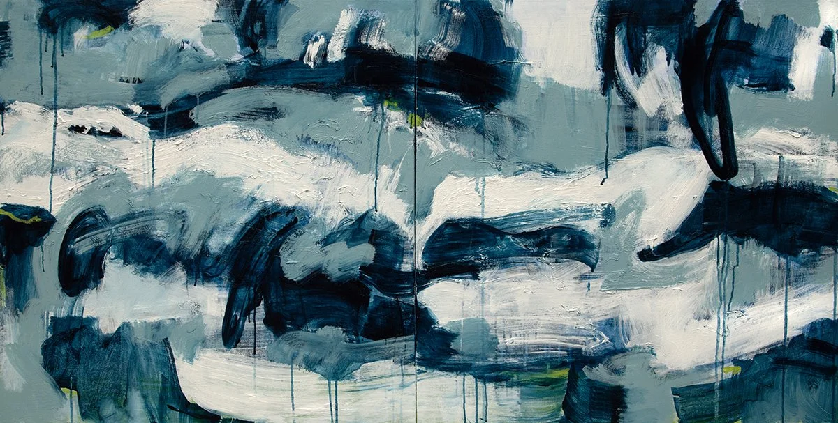 SPRING RIOT, 2025, Acrylic on Canvas, 30 x 60” (Diptych)