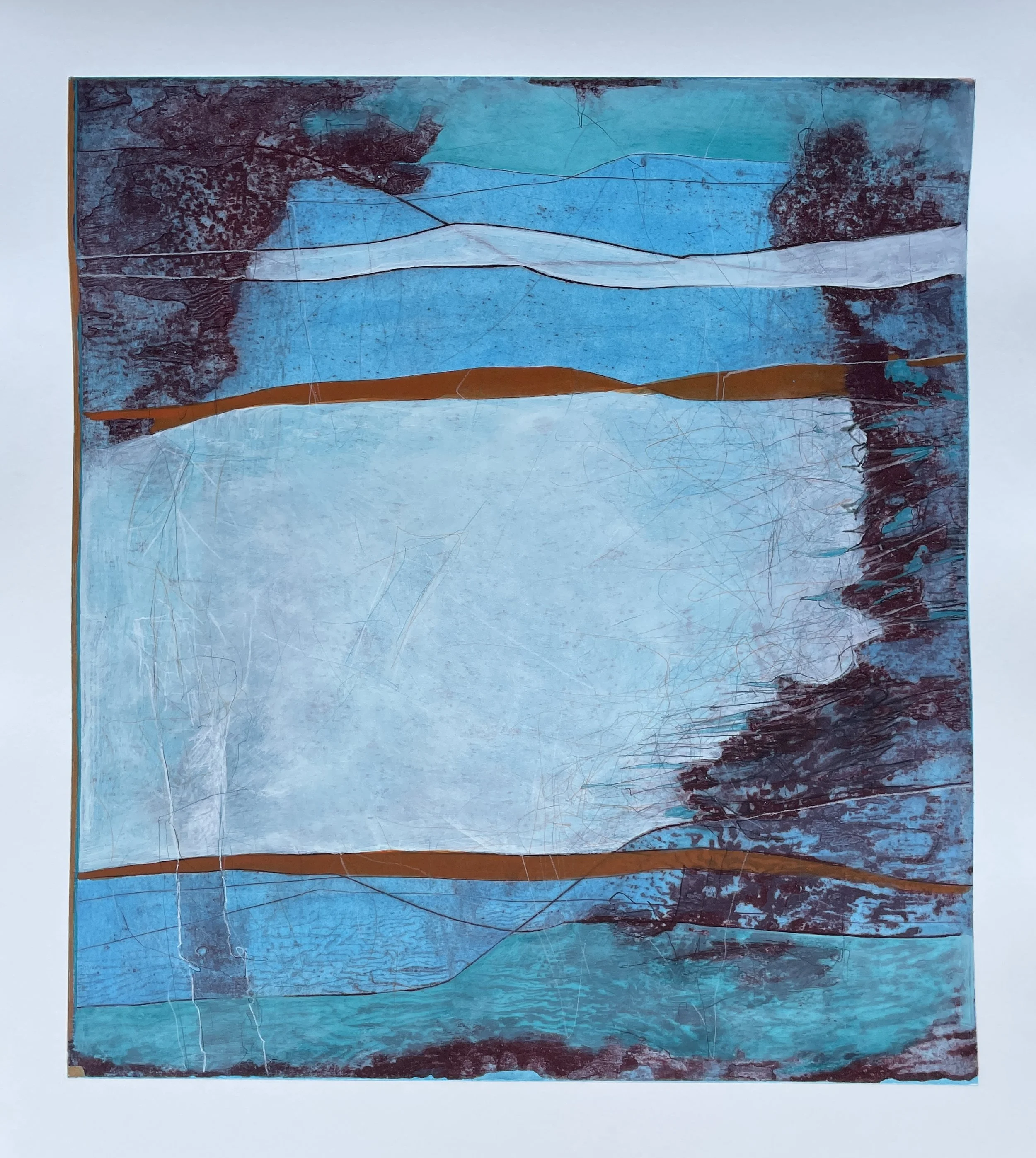 Soprano Cow ,mixed media on paper, 2025, 36” x 30”