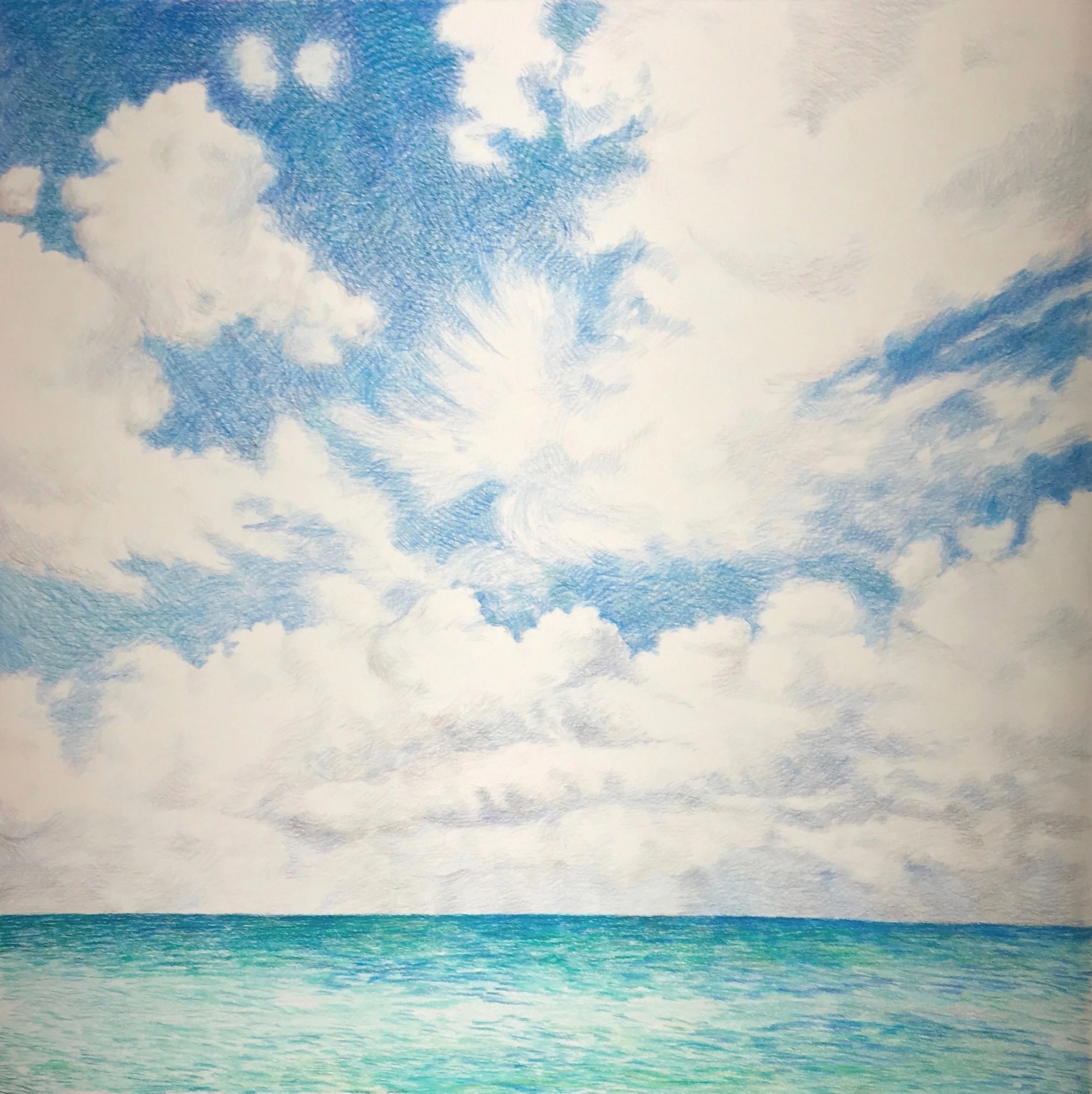 Little Paradise, graphite and colored pencil, 22" x 22"