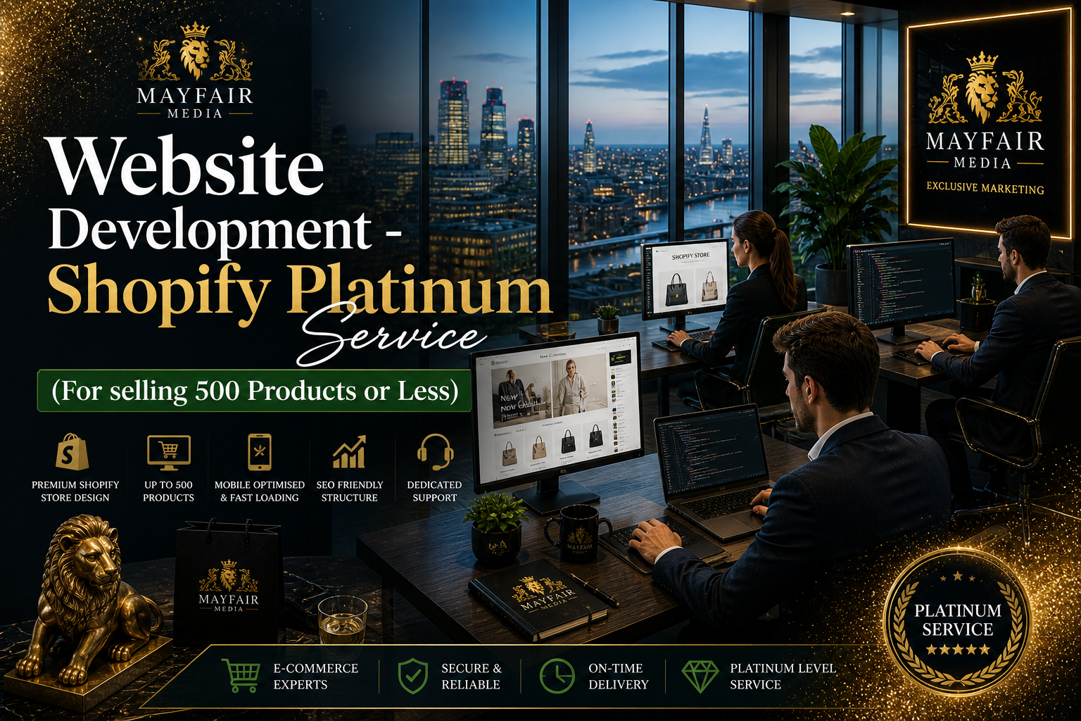 Website Development - Shopify Platinum Service (For selling 500 Products or Less)
