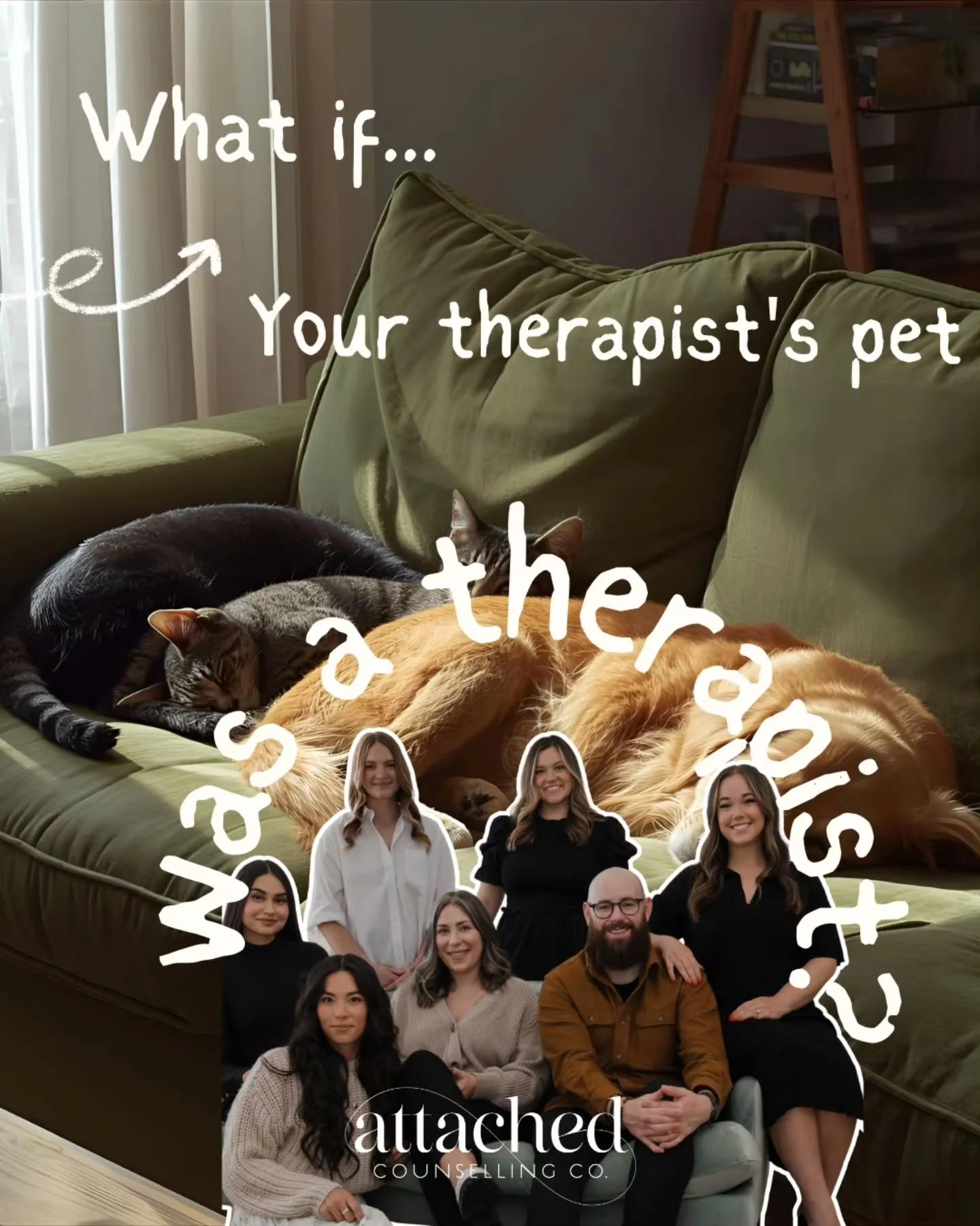 Sometimes your therapist is a trained professional&hellip;and sometimes it's your golden retriever Rosie who believes in you too loudly, your selectively-loving cat Ned who accepts only vetted clients, your emotionally-attuned cat Mortimer who likes 