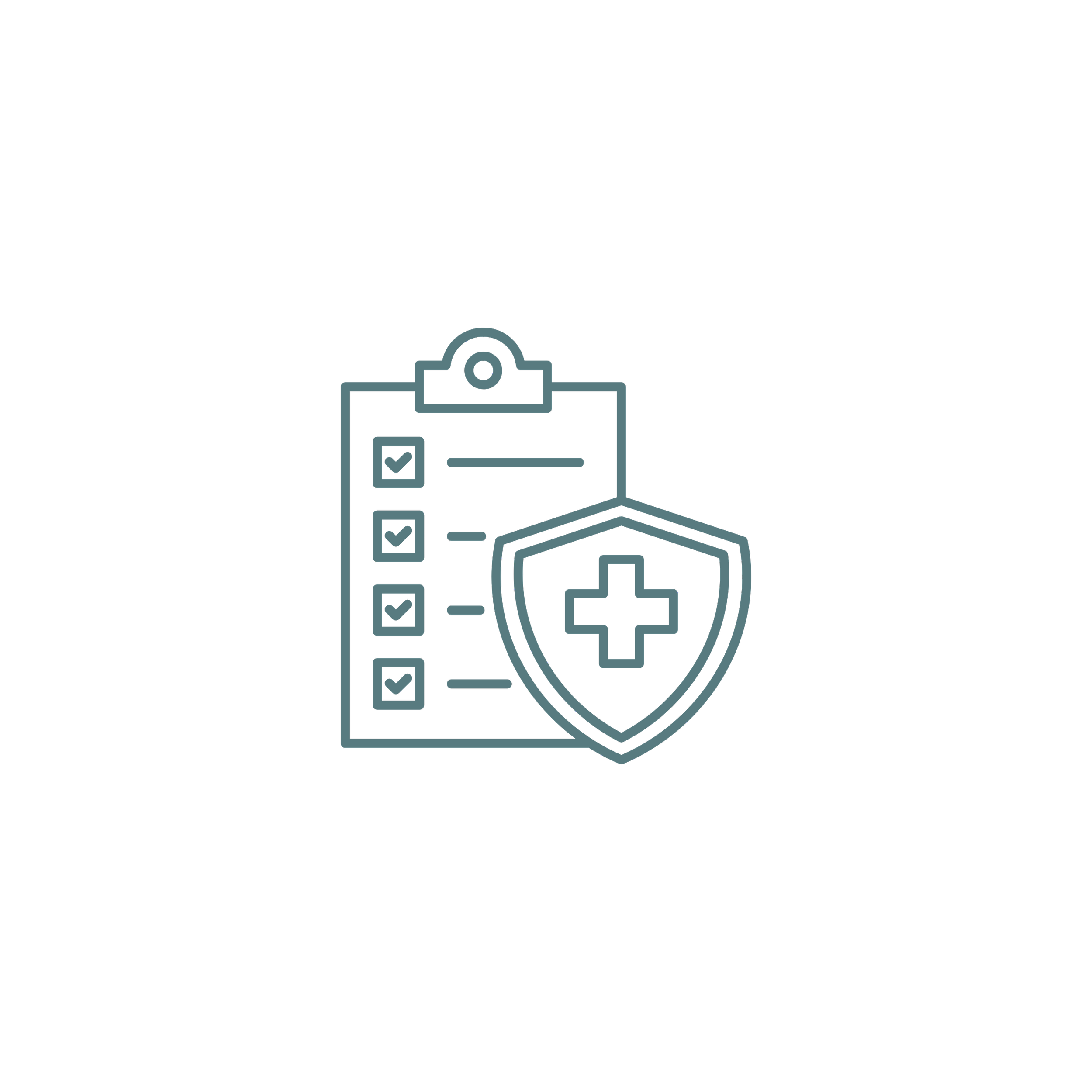 Green icon of a medical cross on top of a document