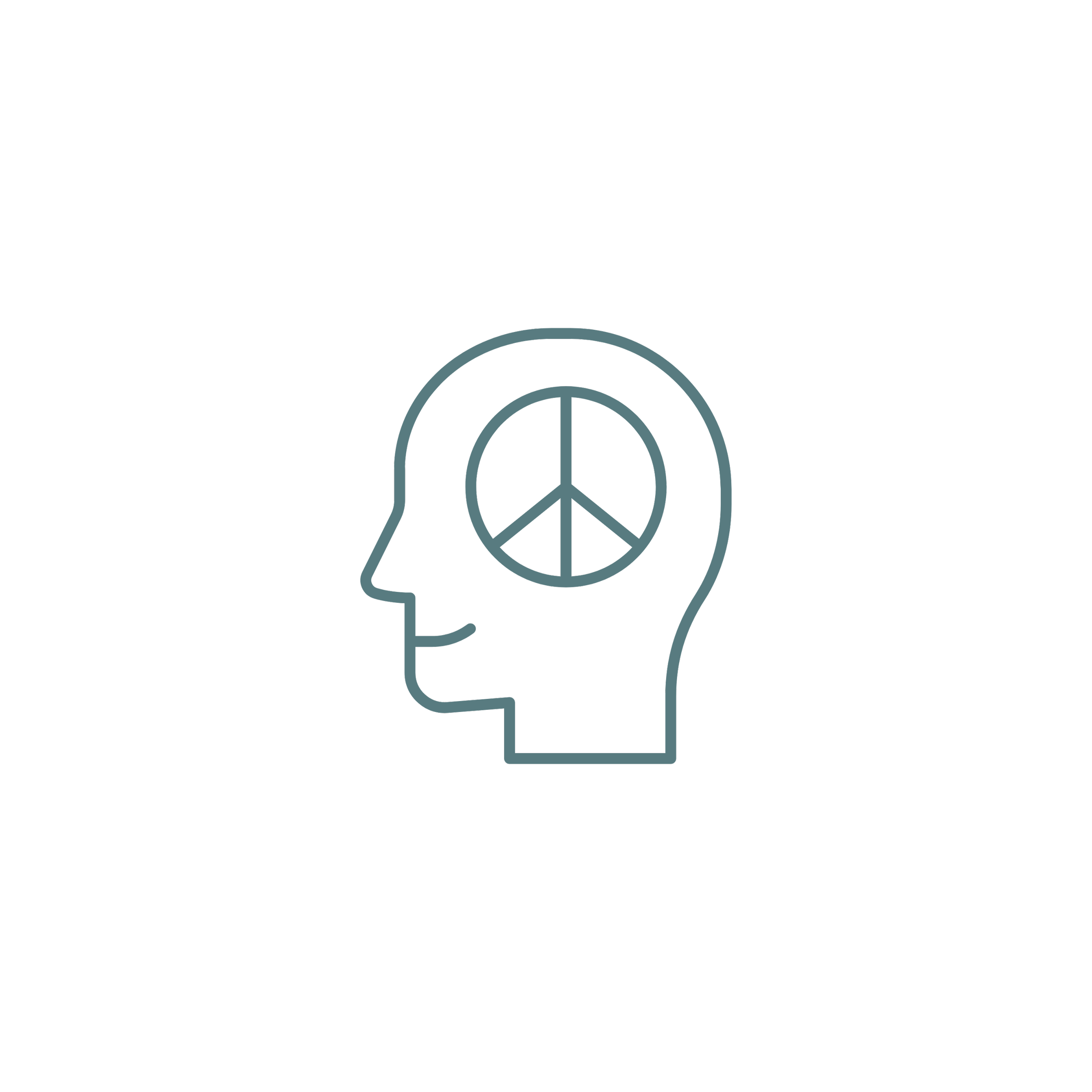 Green icon showing a head with peace sign in it